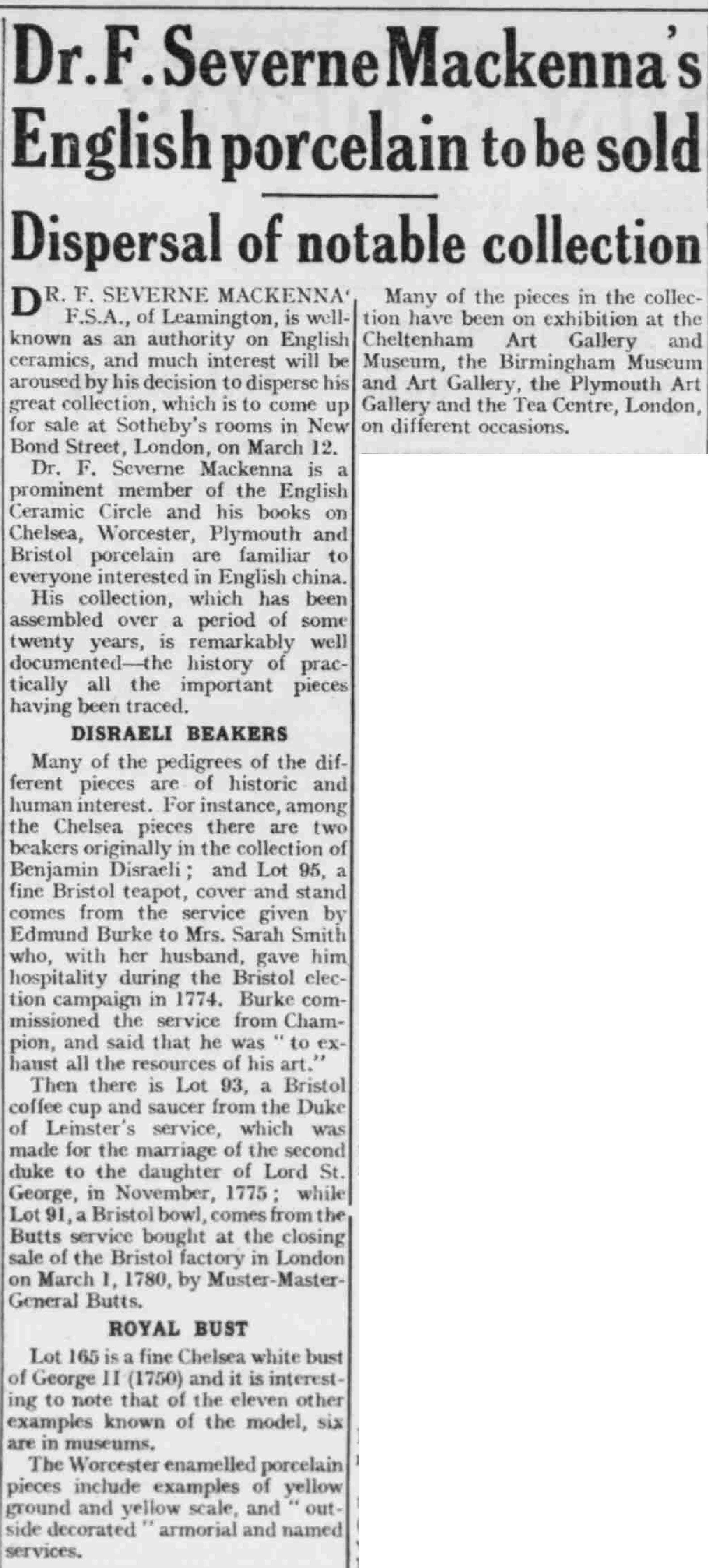 8 January 1957 · Leamington Kenilworth and District Morning News - Mackenna sale