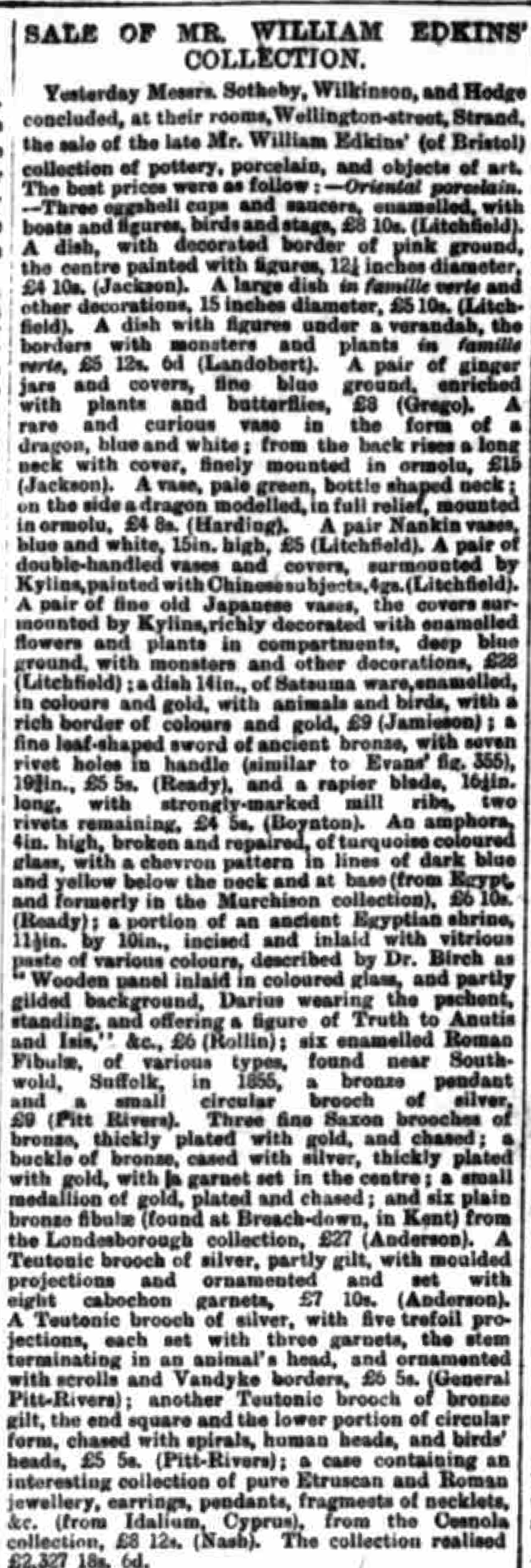 27 May 1891 · Bristol Times and Mirror - Edkins sale prices