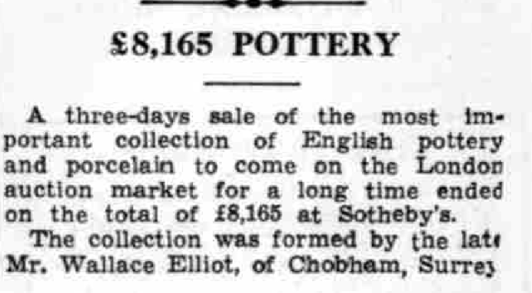 27 May 1938 · Evening News - Wallace Elliot sale £8165