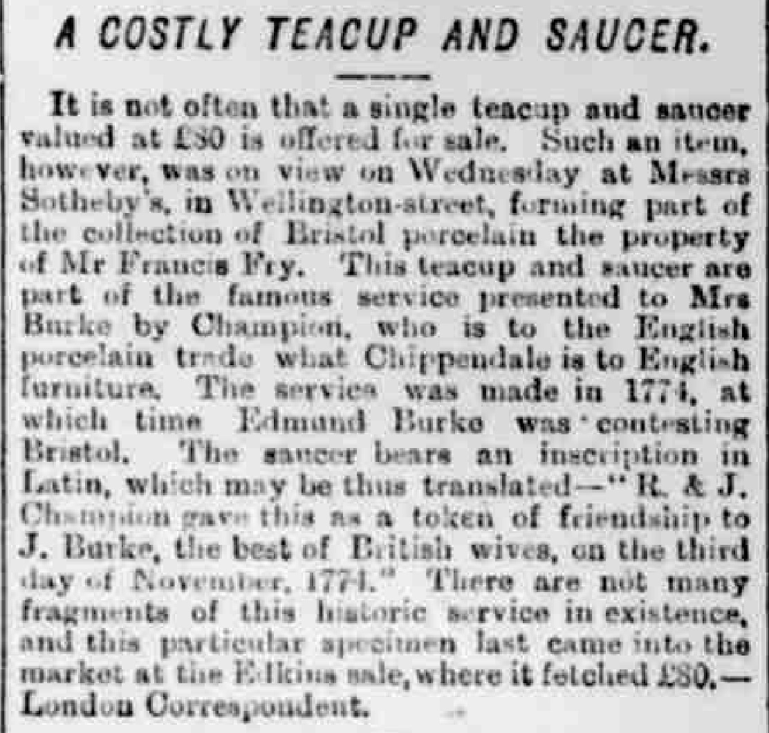 4 May 1889 · South Durham and Cleveland Mercury - Costly teacup
