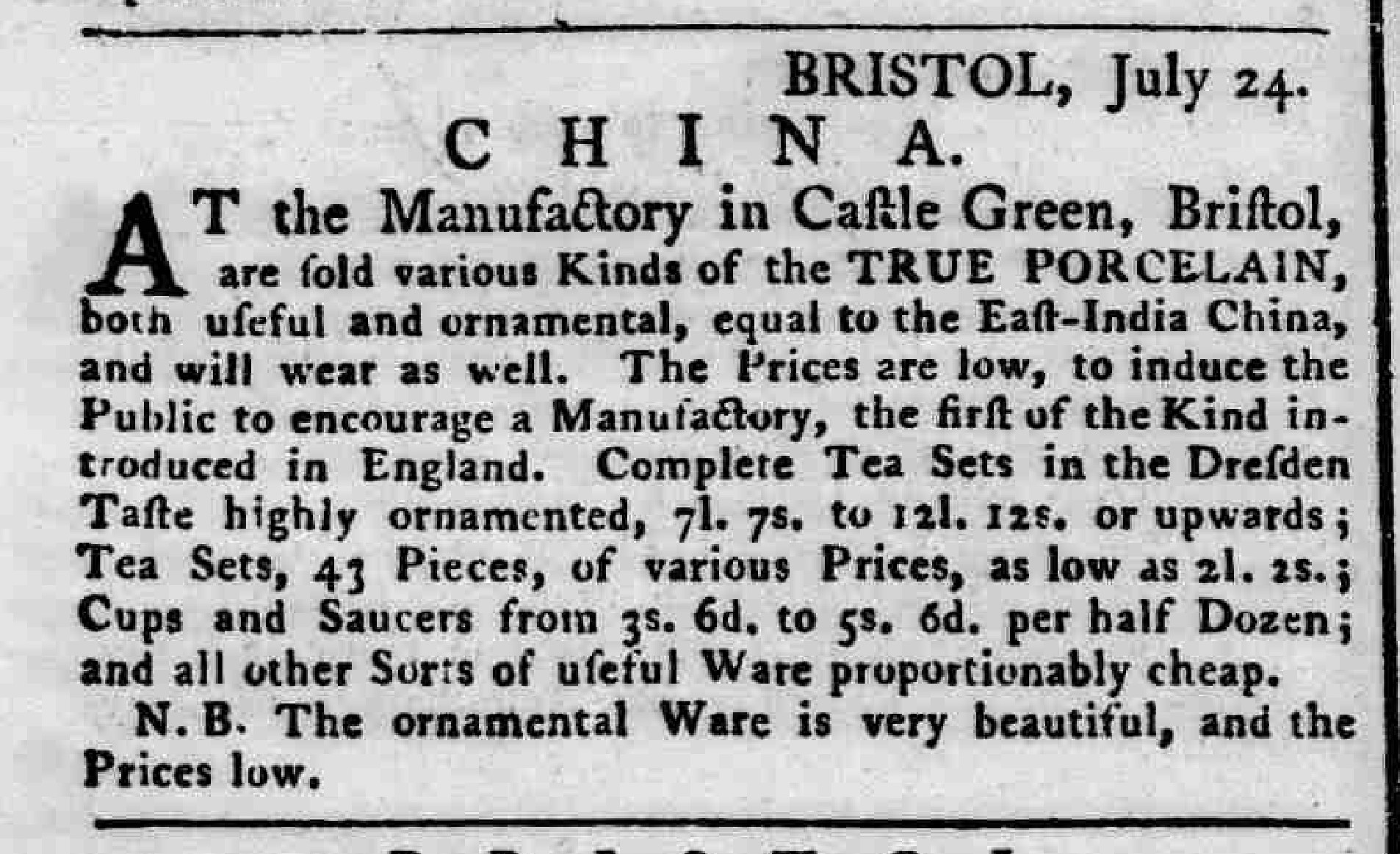 26 July 1773 · Glocester Journal