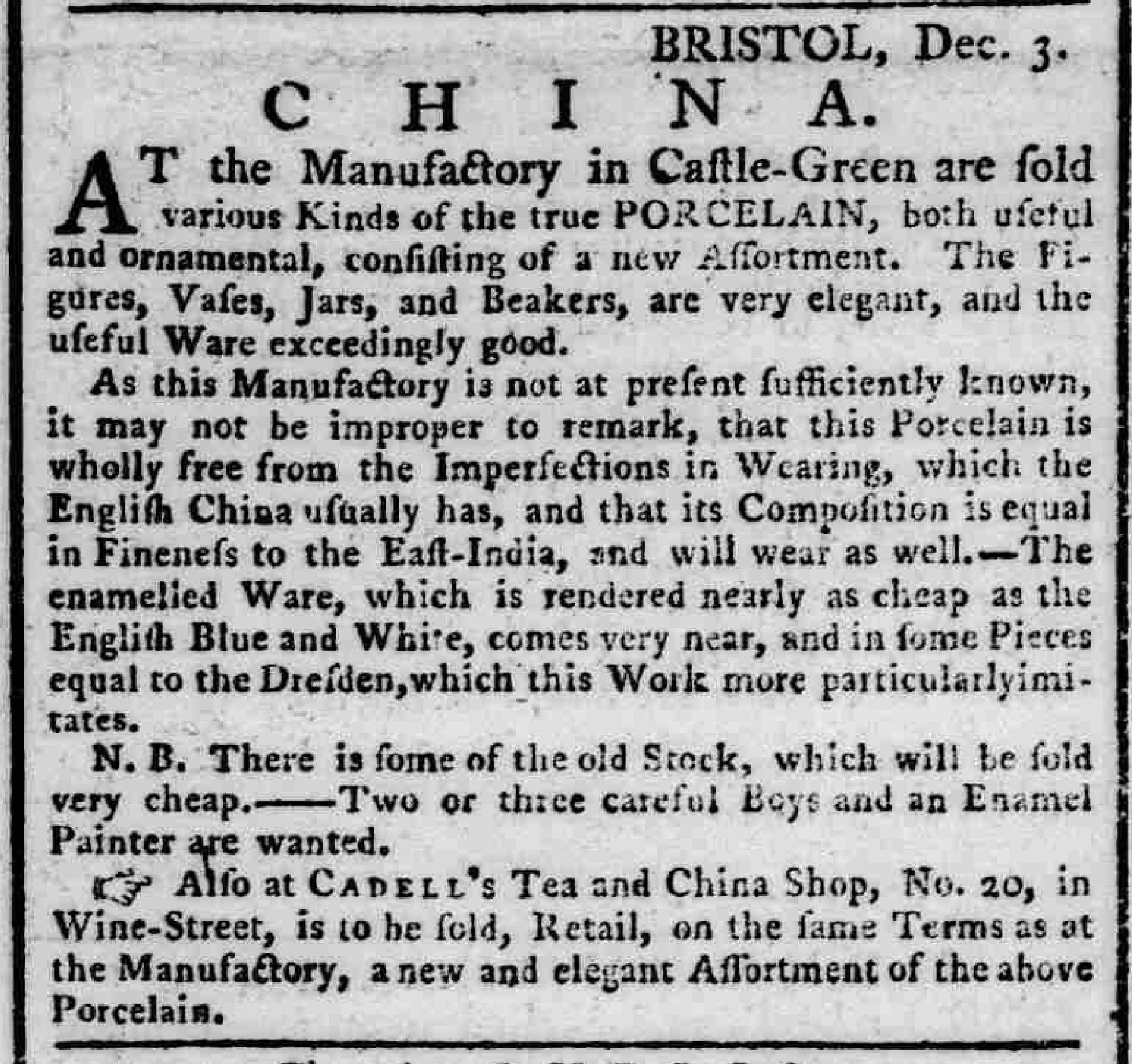 14 December 1772 · Glocester Journal