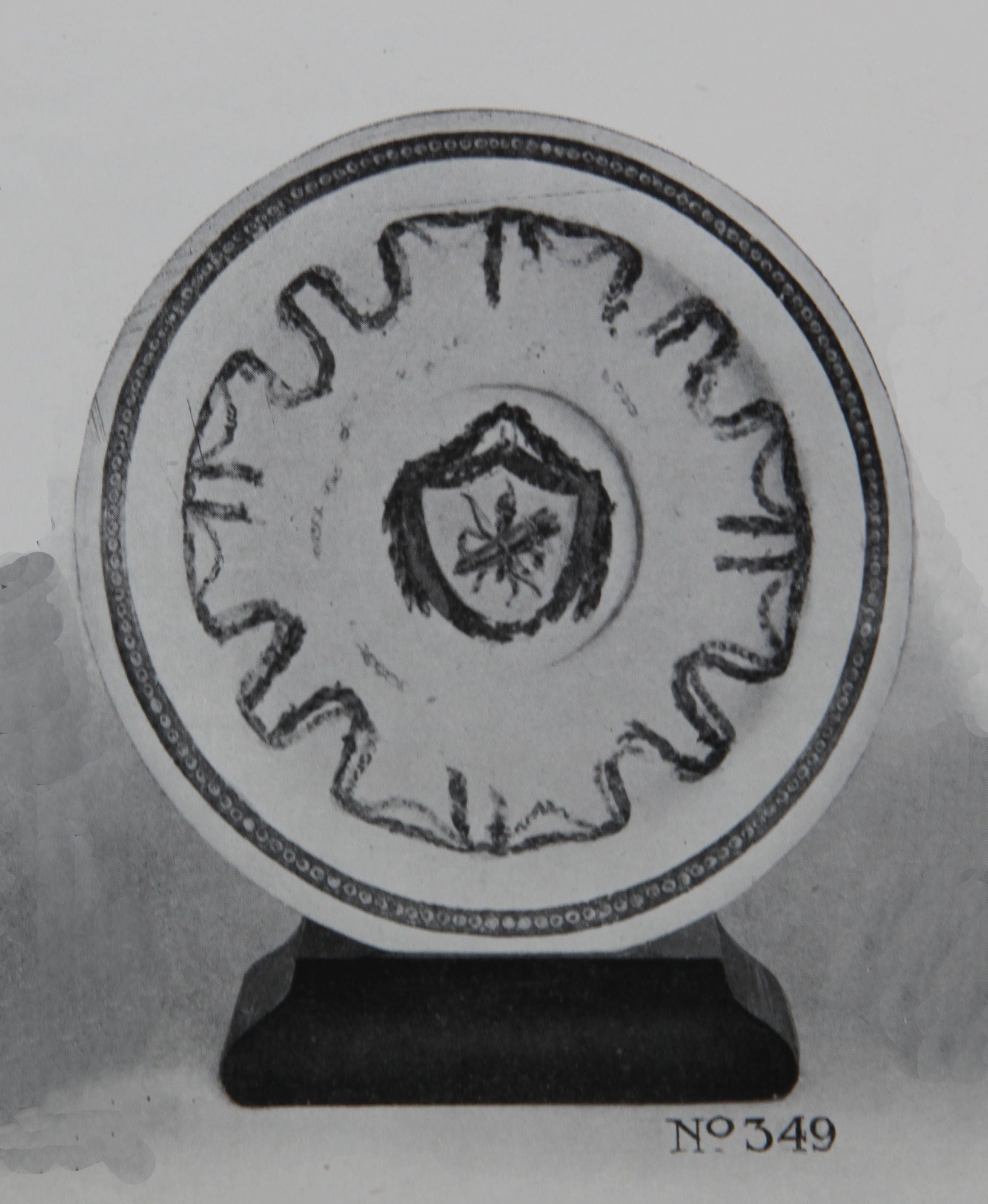 Saucer in poor condition, No. 349 from Trapnell Collection