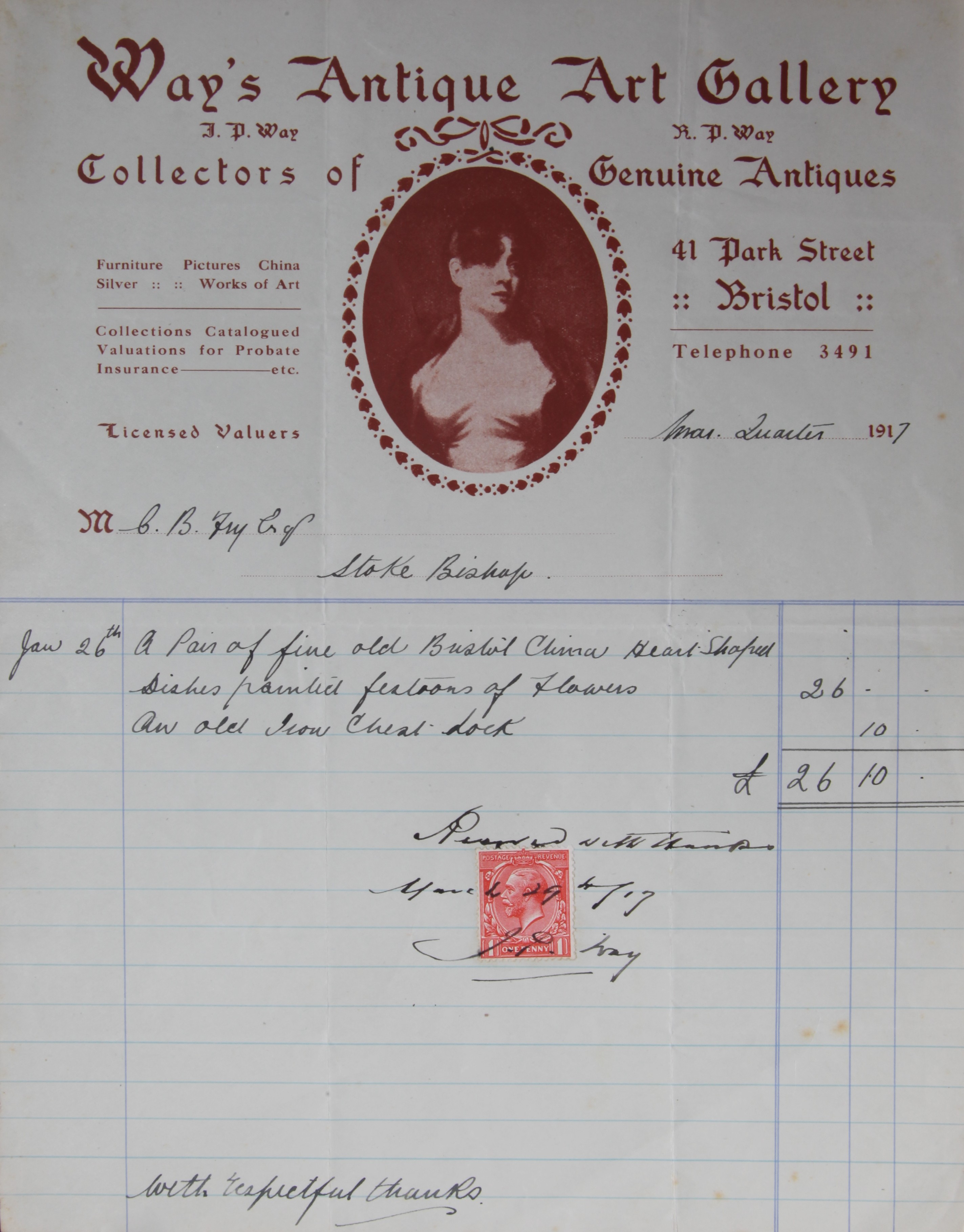 J. P. Way receipt