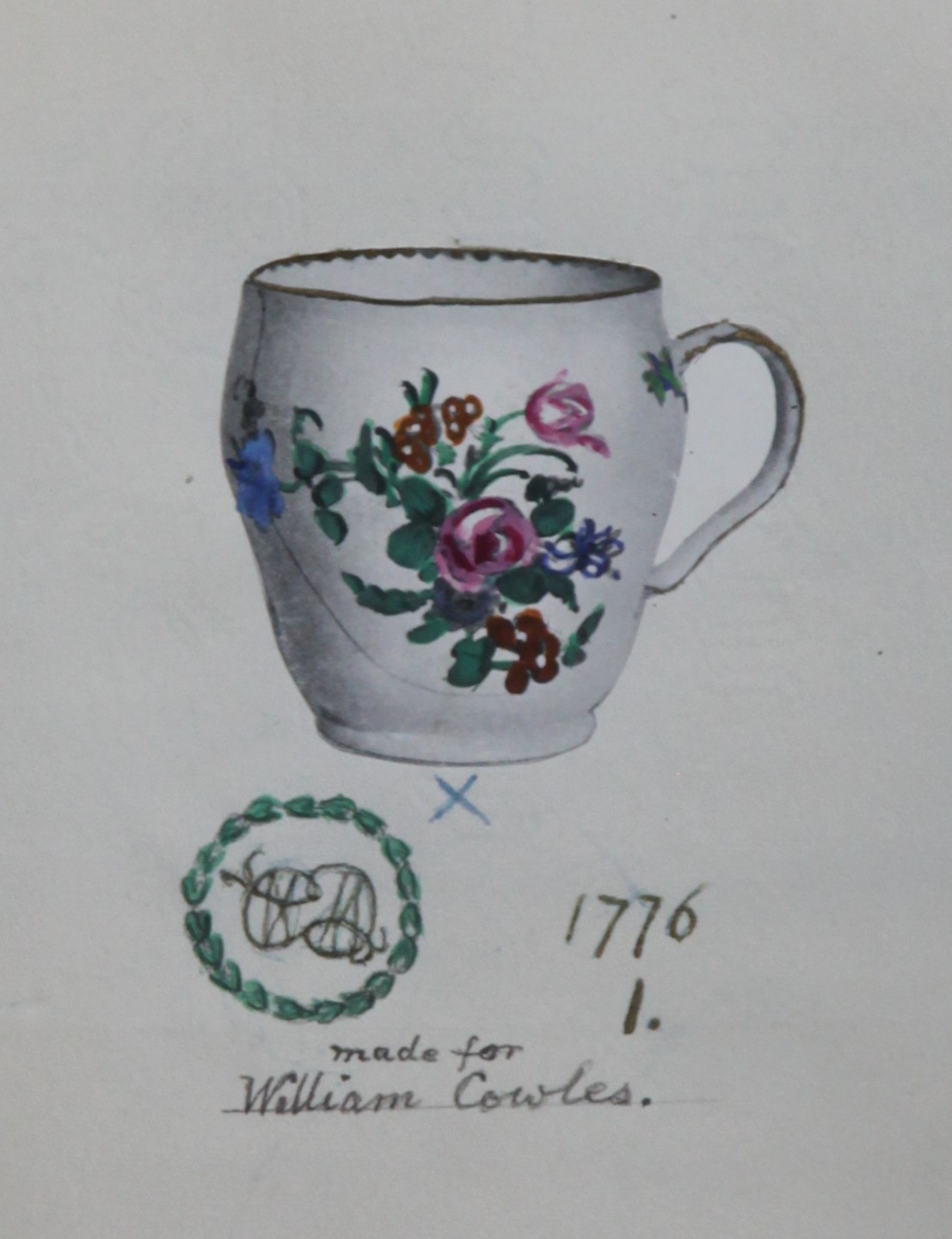 William Cowles cup and saucer from Priscilla Fry's Illustrations of Ceramic Art
