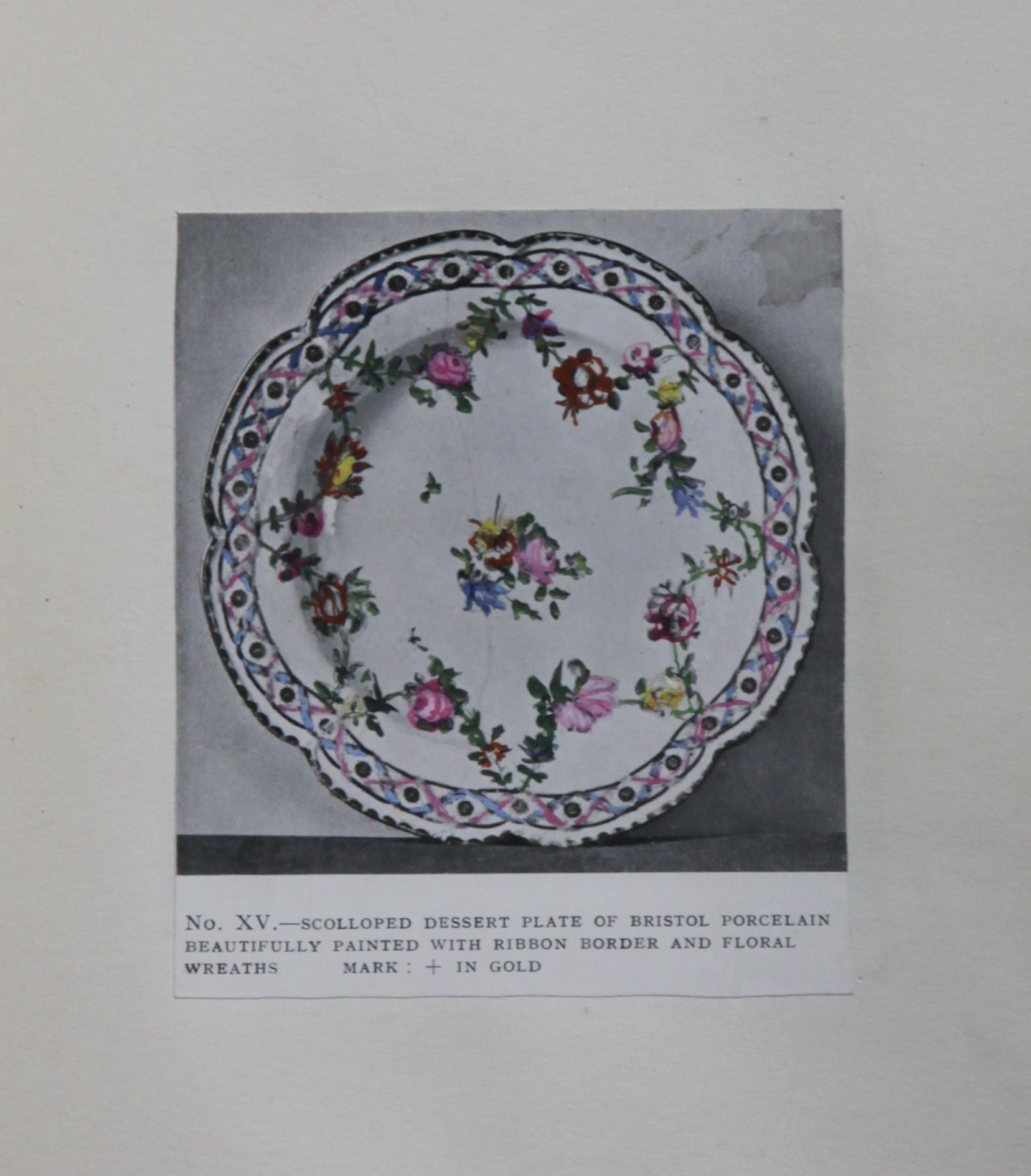 Double ribbon dessert plate from Priscilla Fry's Illustrations of Ceramic Art