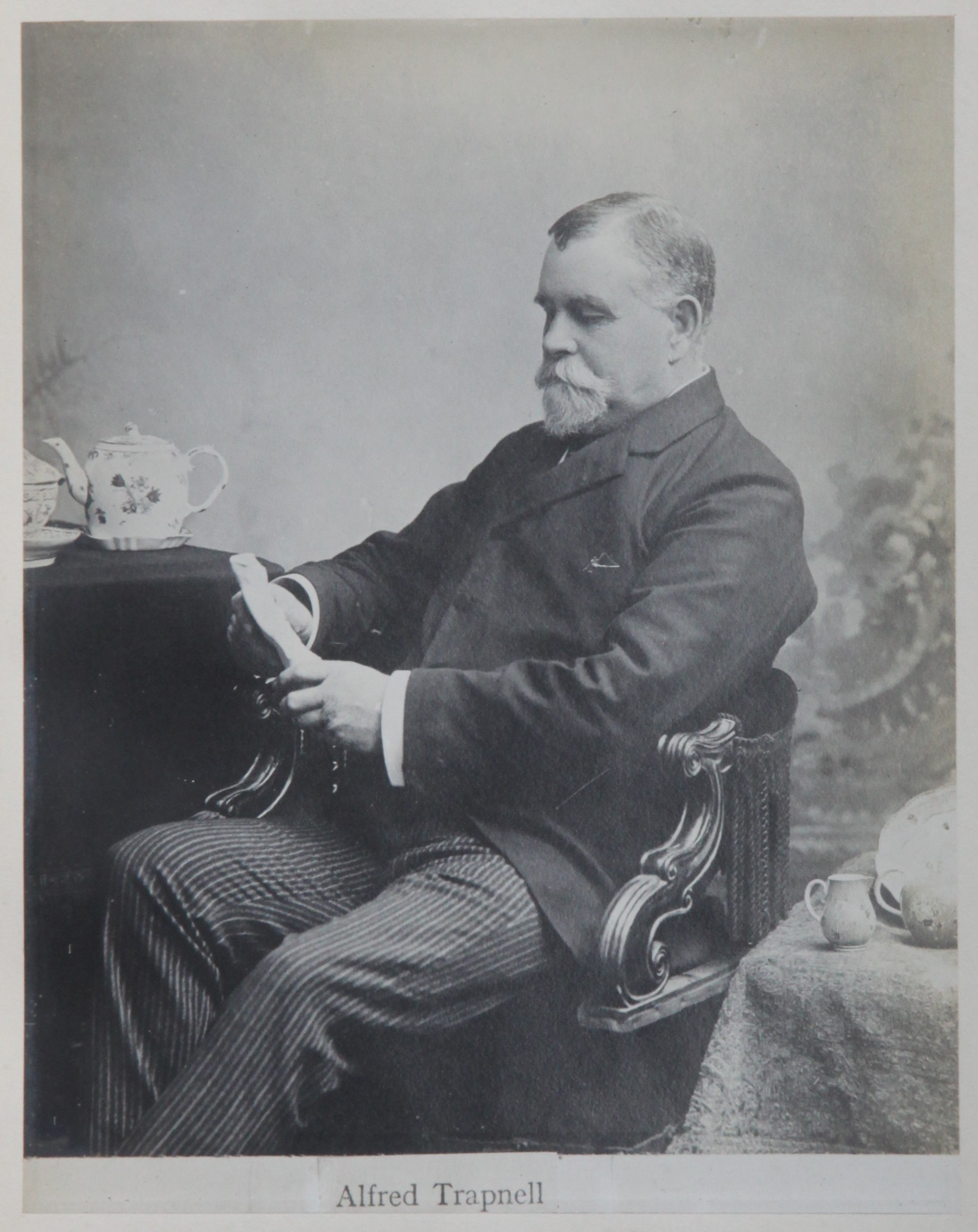 Trapnell posing with his porcelain