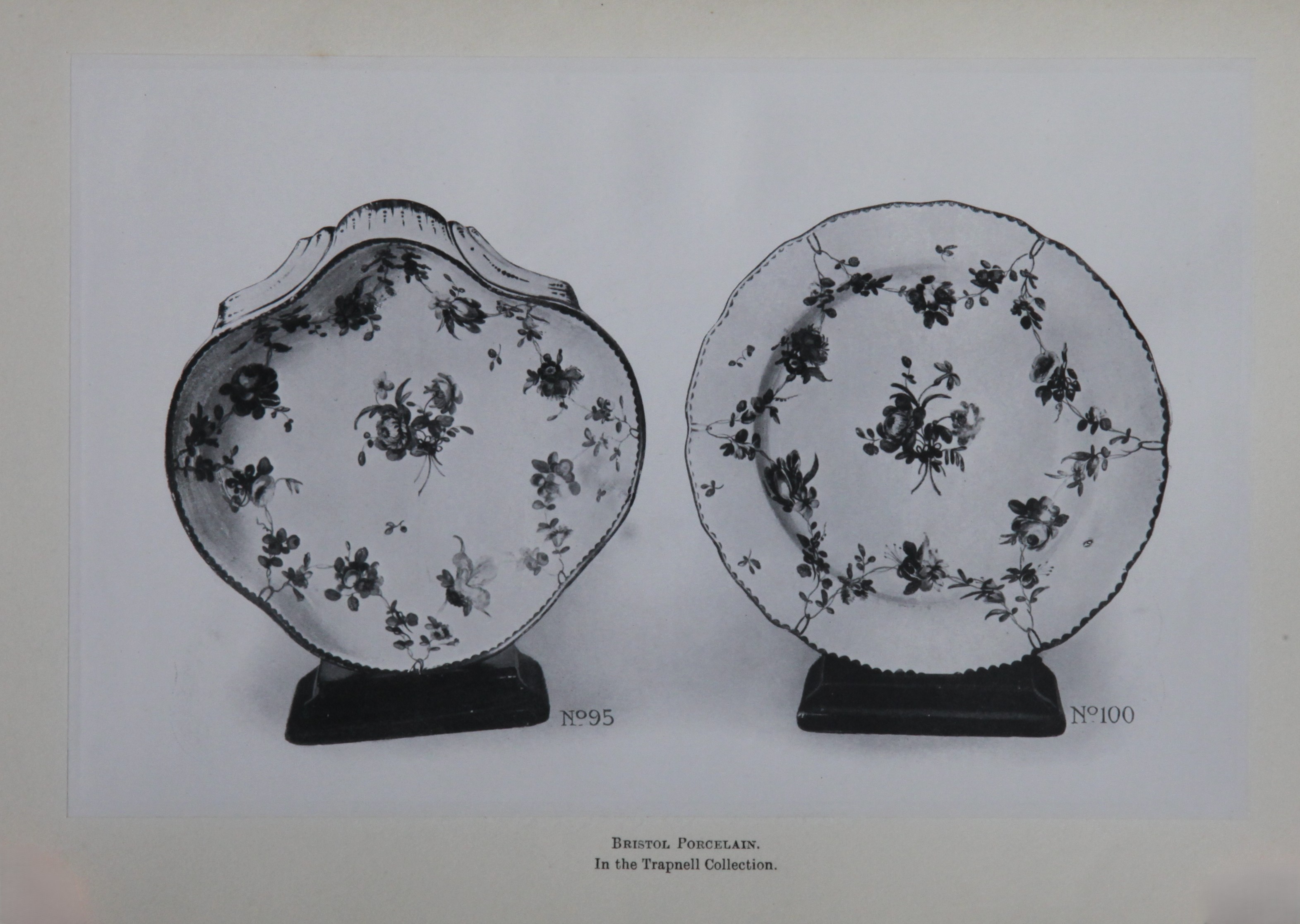 Dishes decorated with garlands suspended from gilt loops, from the Trapnell Collection
