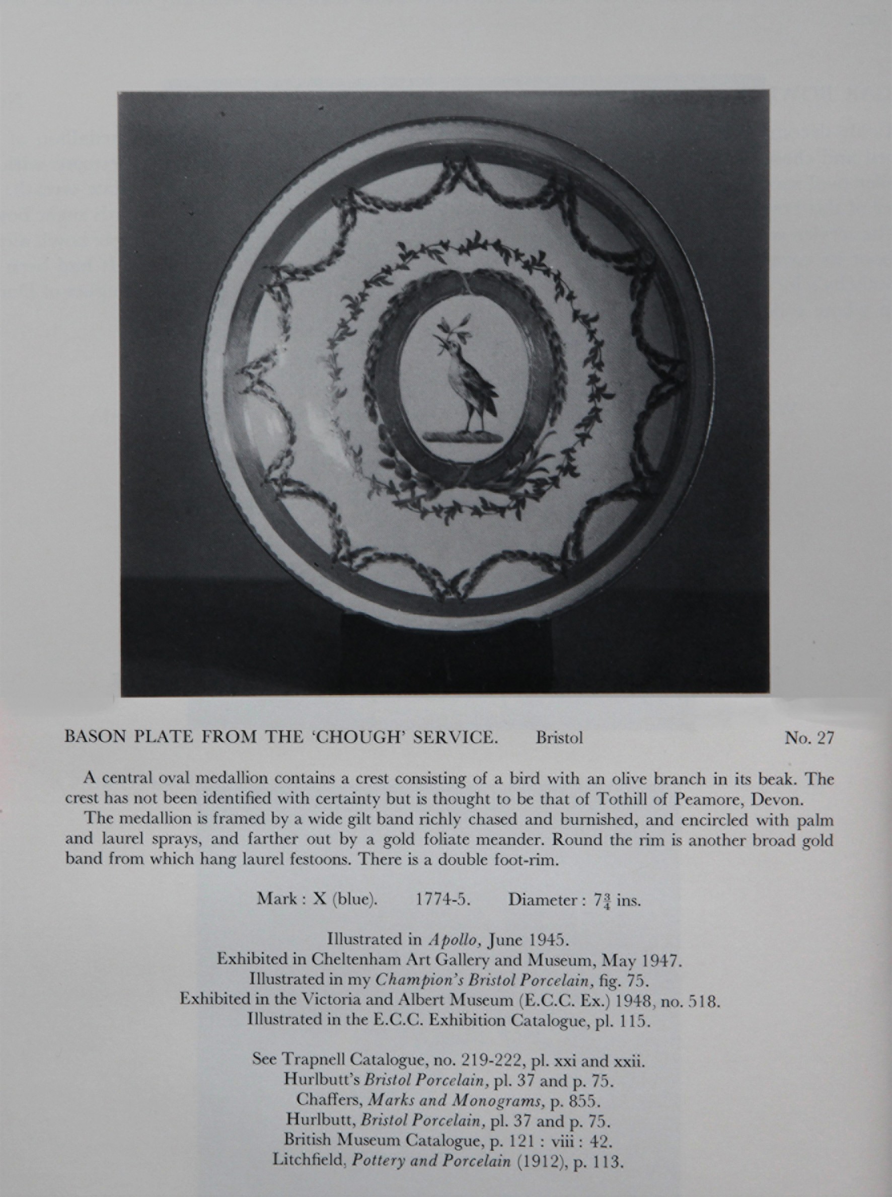 Chough service saucer, No. 27 from the Mackenna Collection