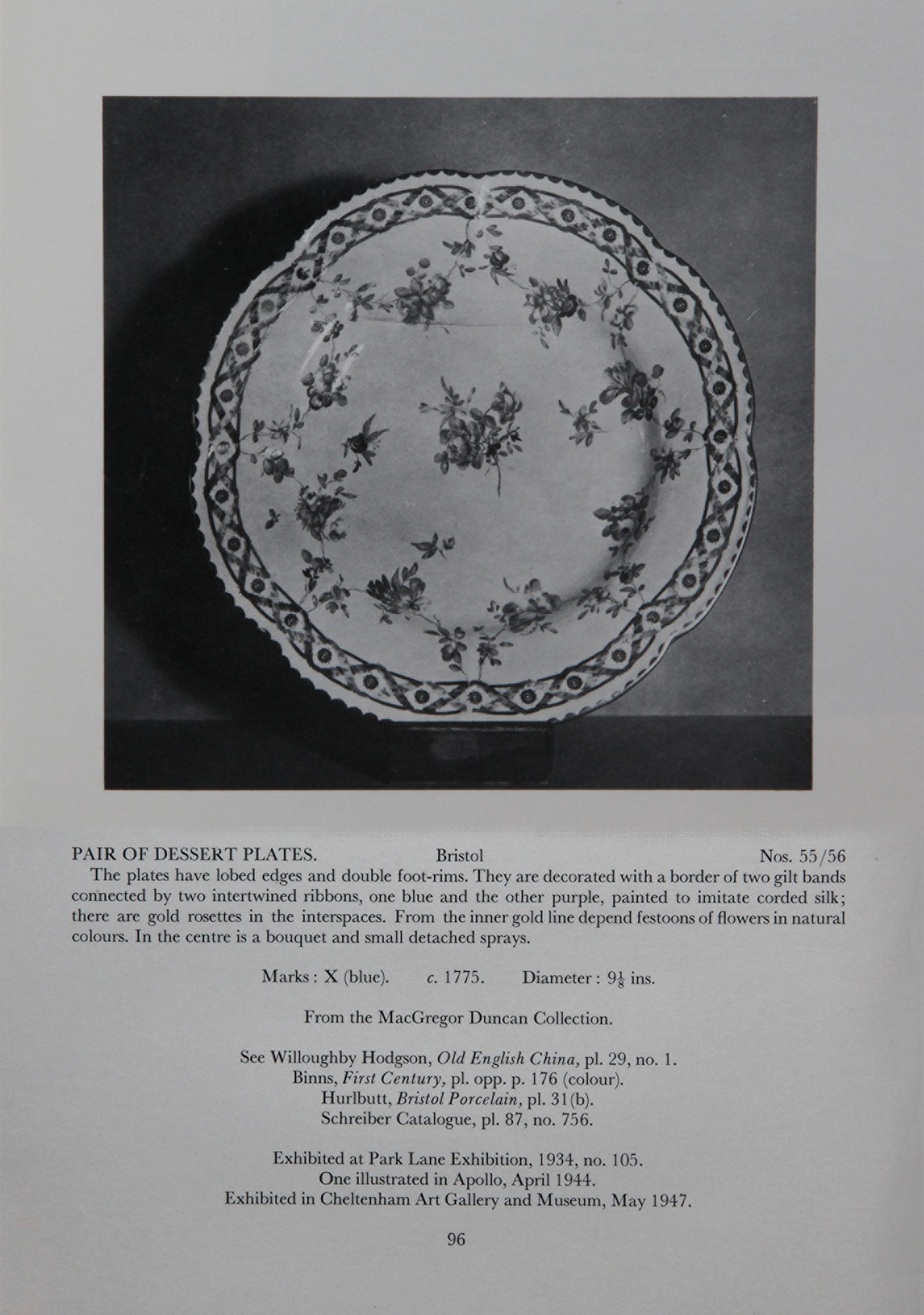 A pair of double ribbon pattern plates, Nos. 55/56 from the Mackenna Collection