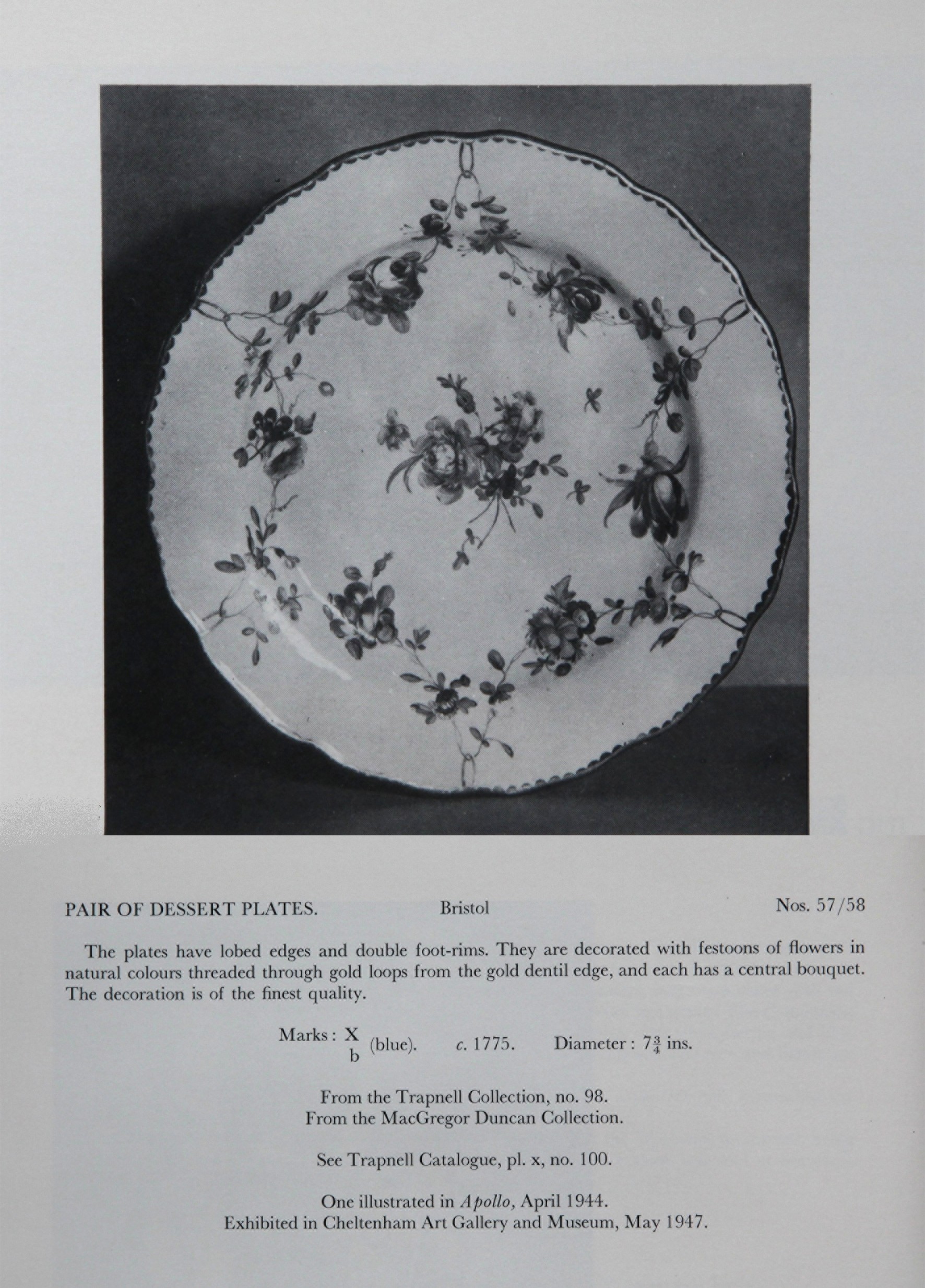 A pair of plates decorated with garlands hanging from gilt loops, Nos. 57/58 from the Mackenna Collection