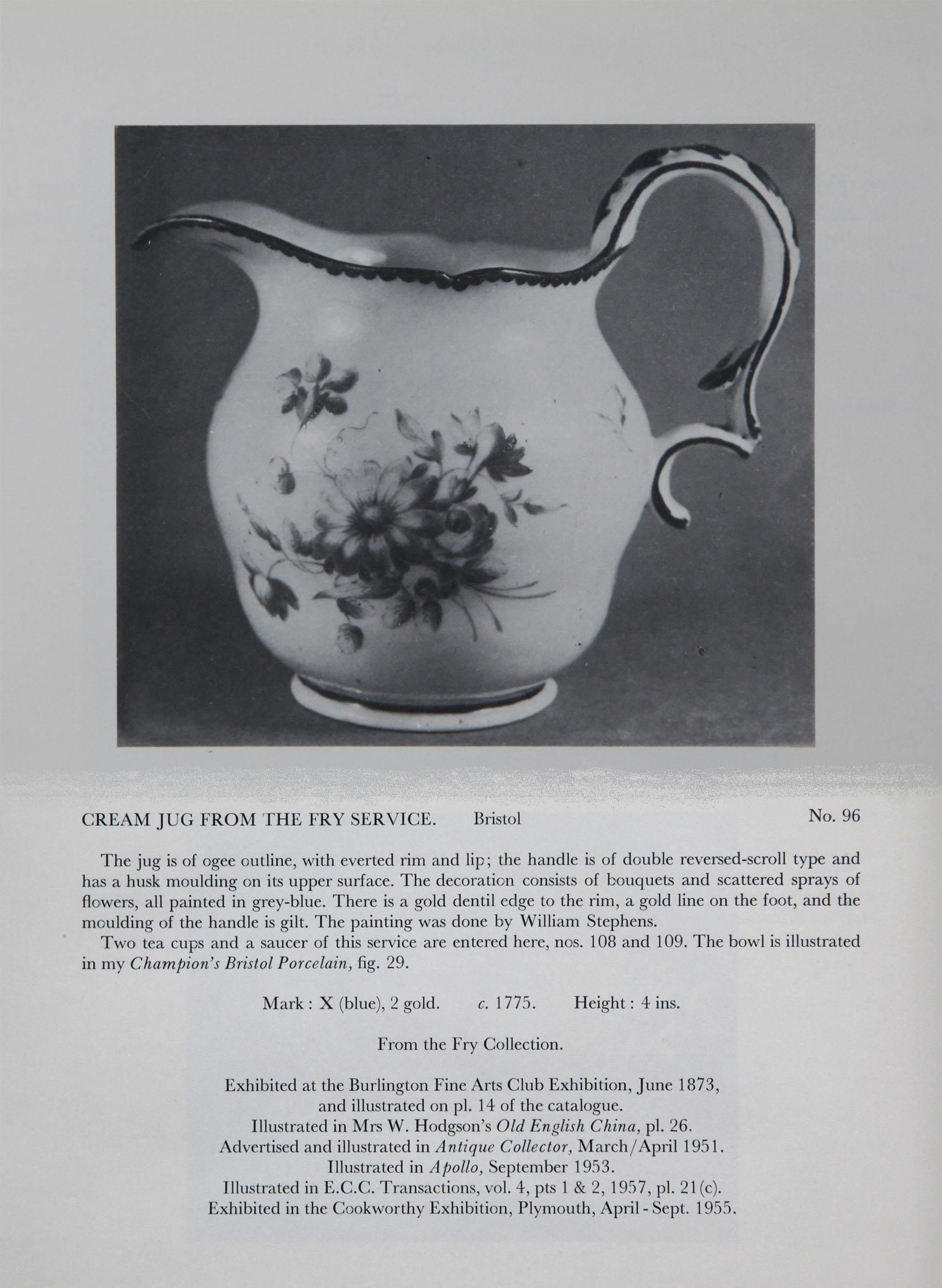 Cream jug from the Fry service, No. 96 from the Mackenna Collection