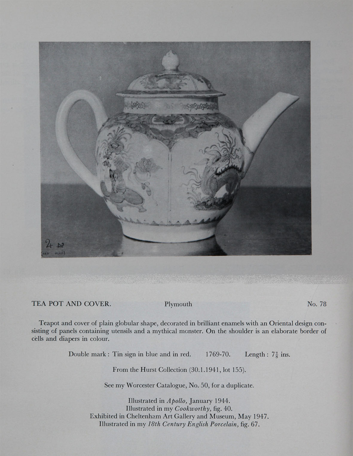 A Plymouth teapot, No. 78 from the Mackenna Collection