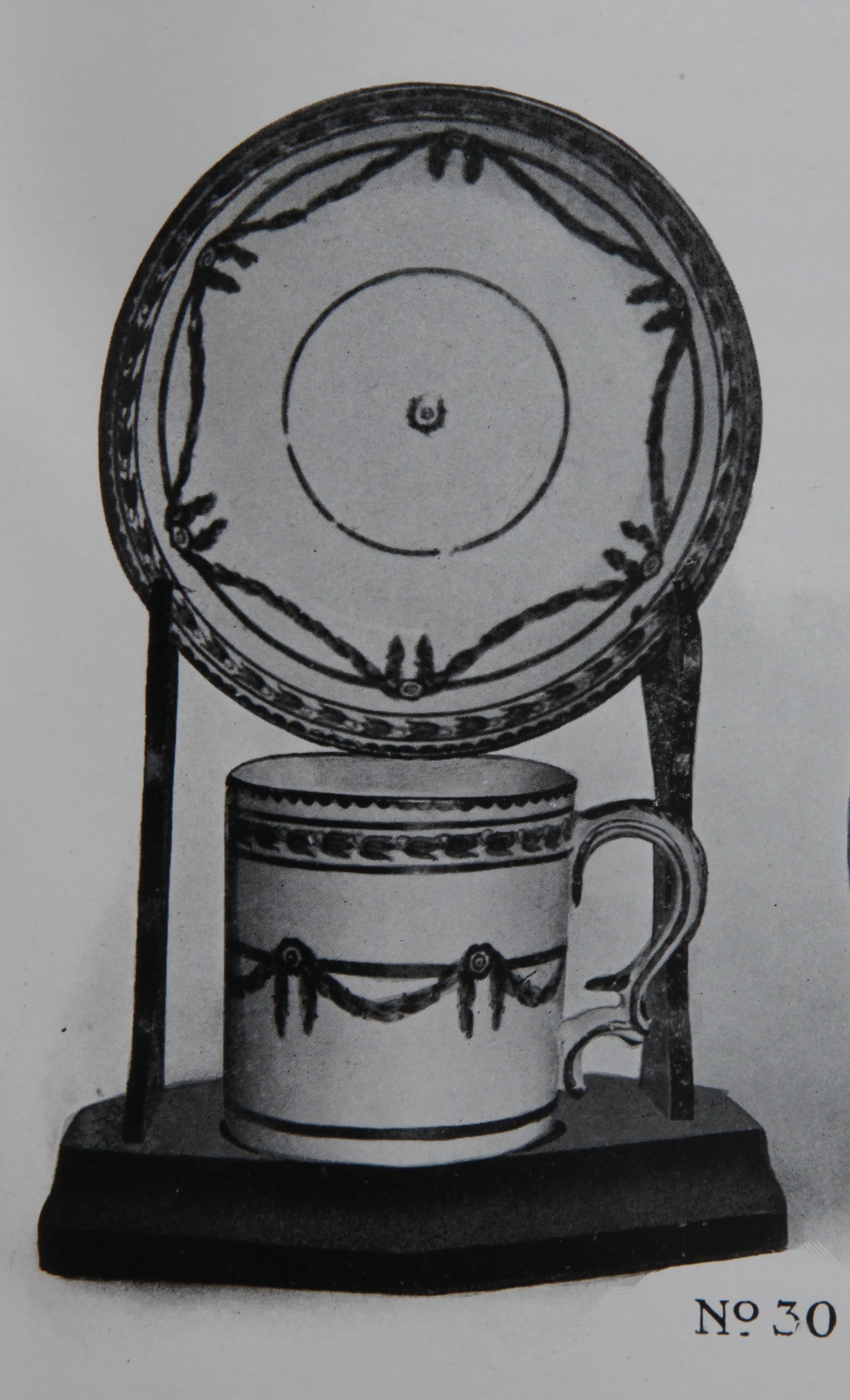 A laurel swag pattern coffee can and saucer, No. 30 from the Trapnell Collection