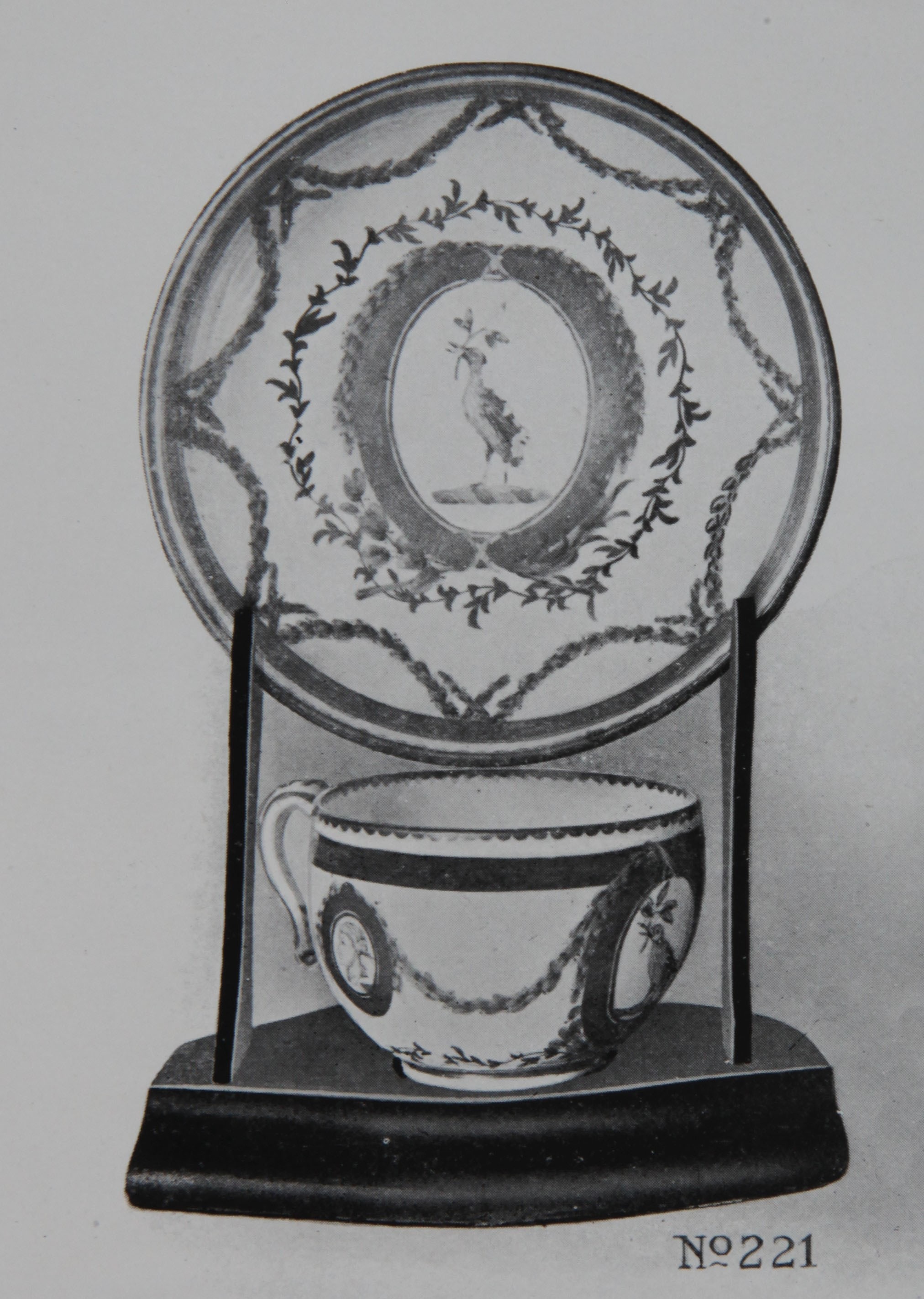 A Chough service cup and saucer, No. 221 from the Trapnell Collection