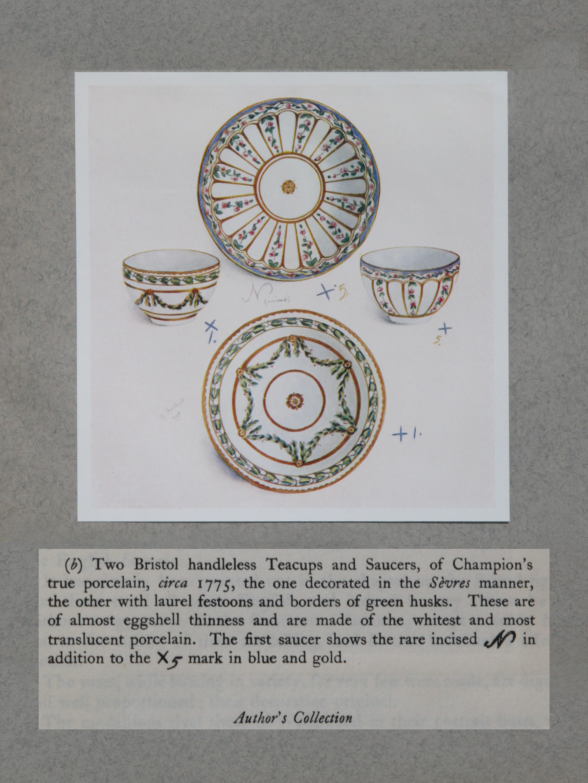 A laurel swag teacup and saucer from the Hurlbutt collection