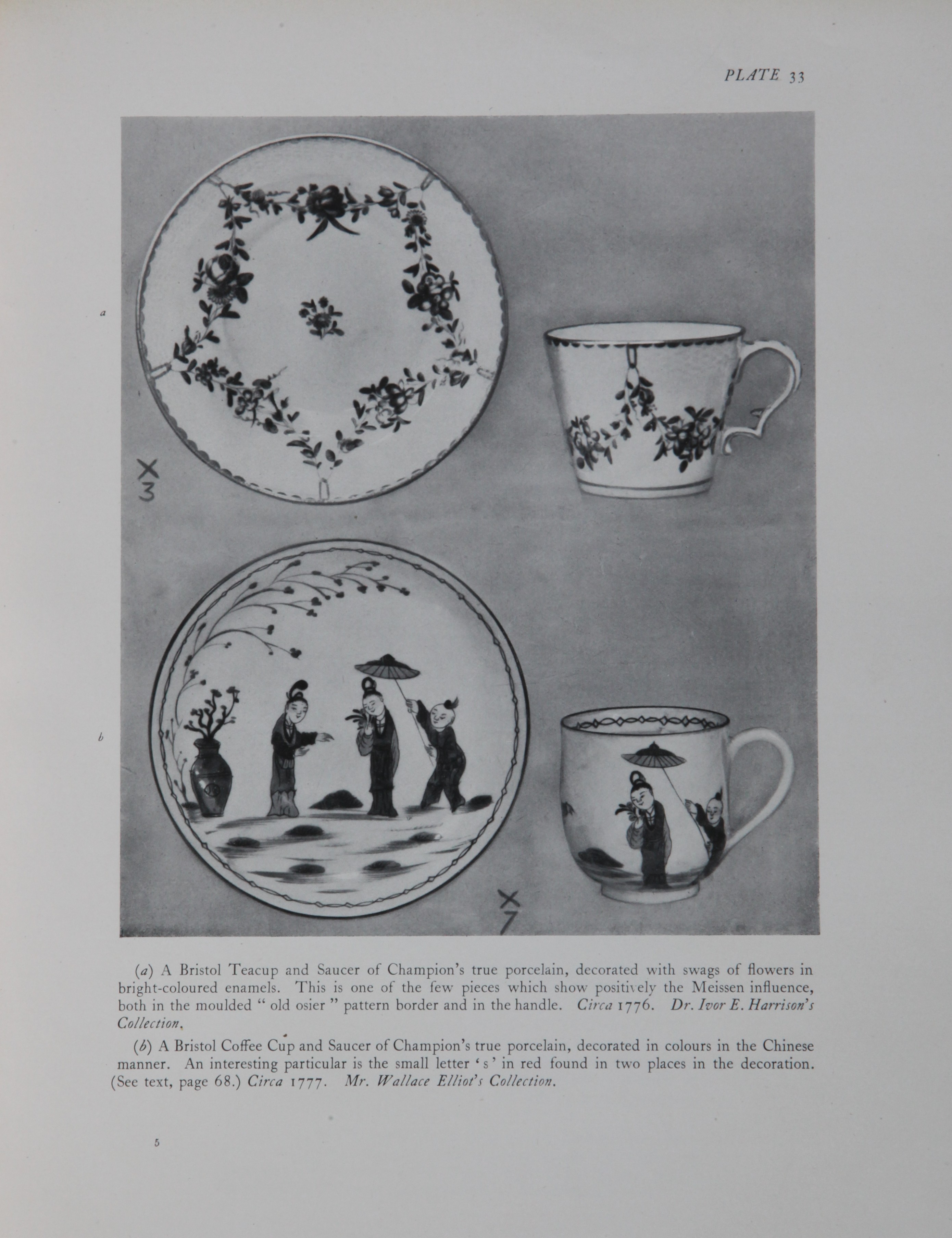 Two cups and saucers from the Hurlbutt collection