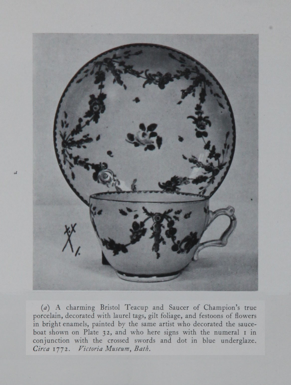 A cup and saucer from the Hurlbutt collection