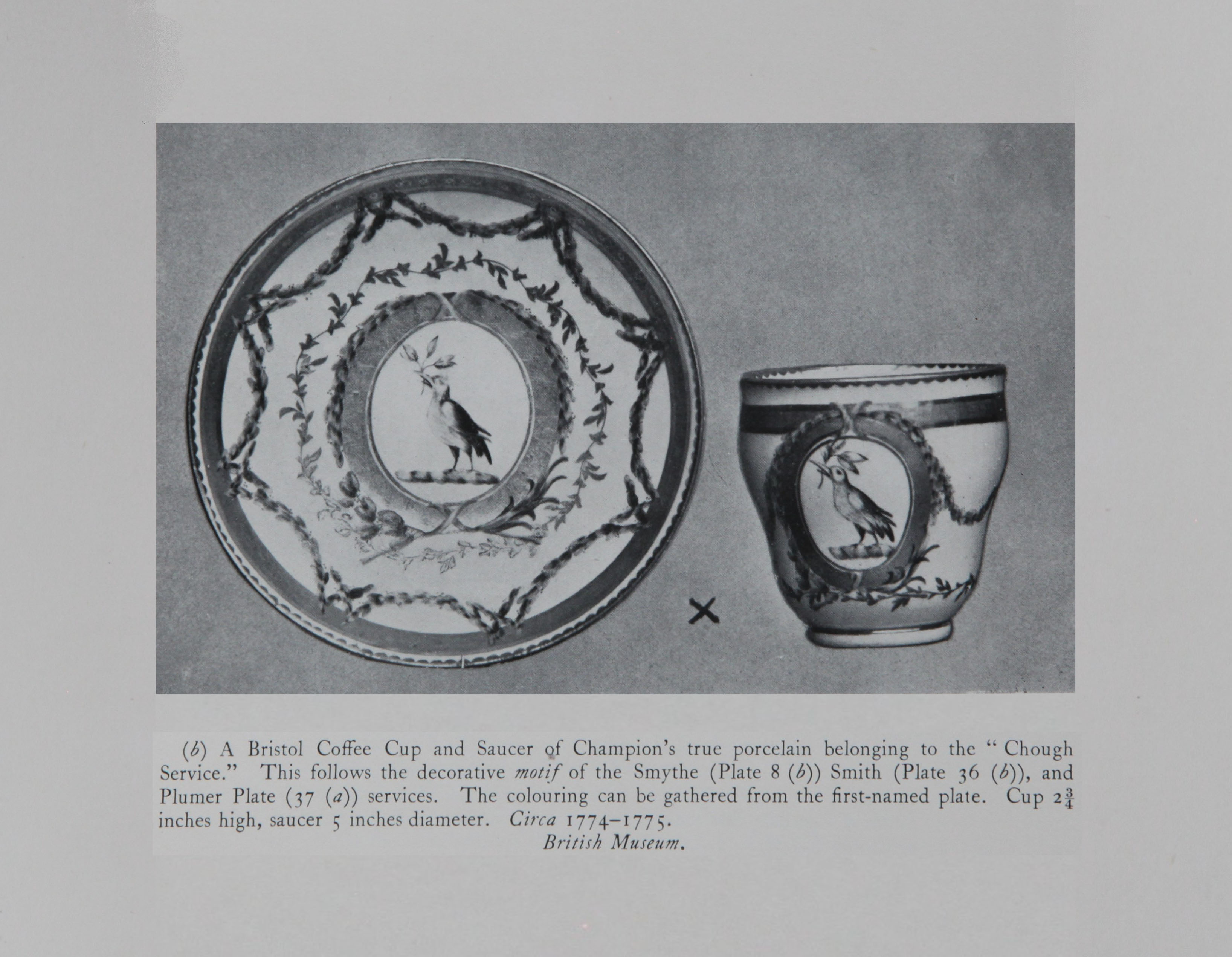 Chough service cup and saucer from the British Museum