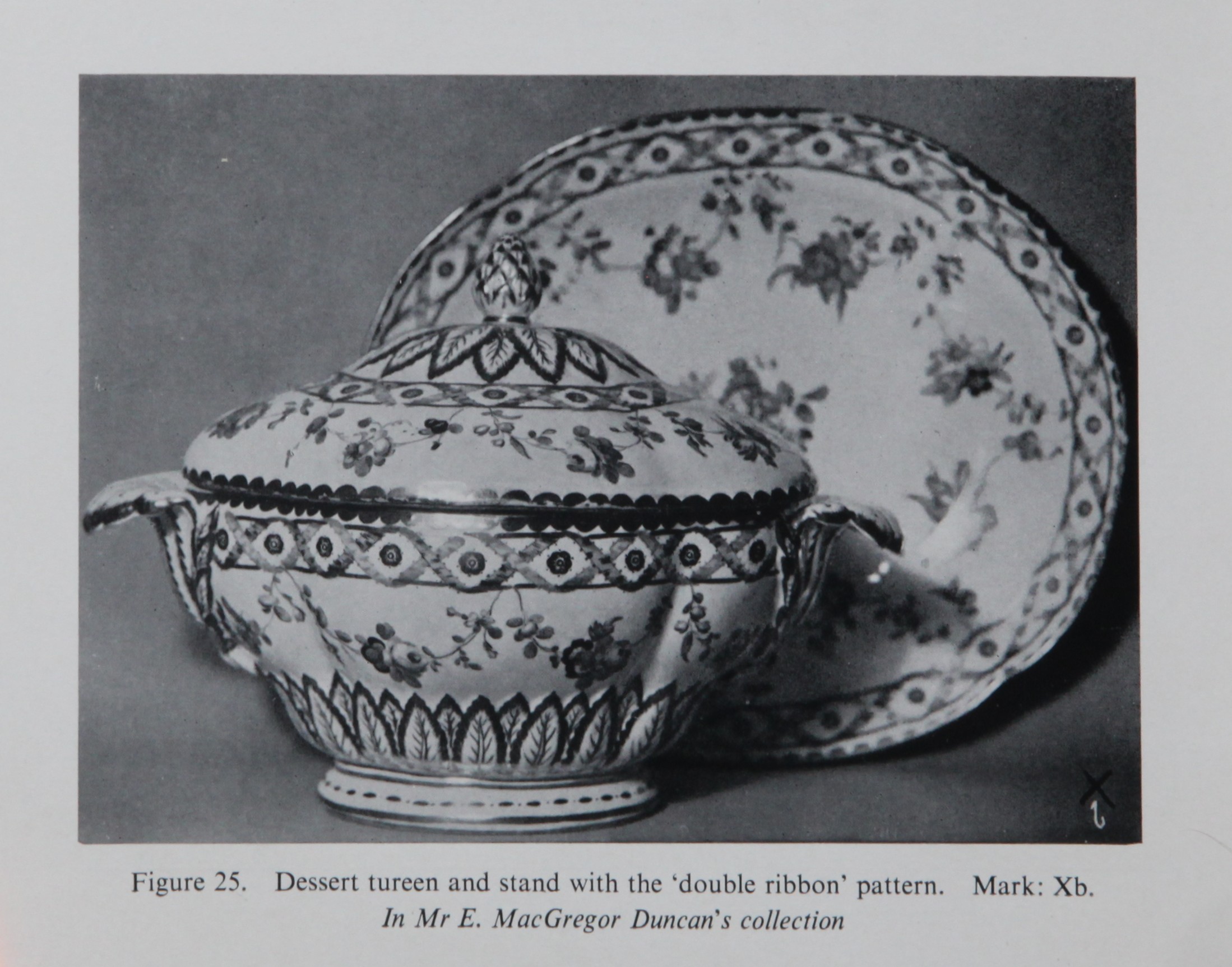 Double ribbon pattern tureen and stand from E. MacGregor Duncan's collection