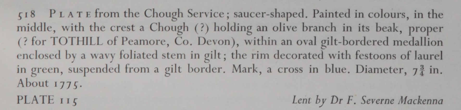 Chough plate at the ECC 1948 Exhibition