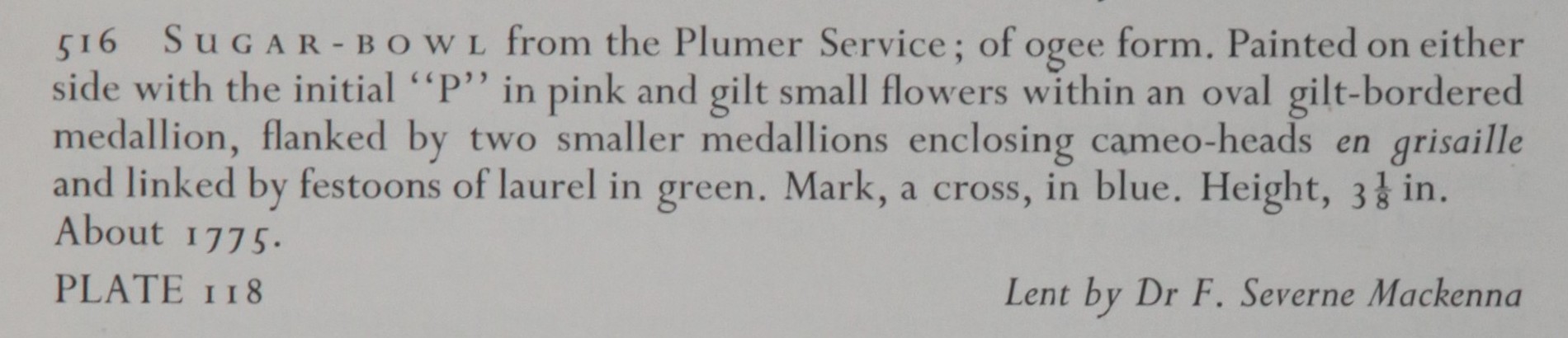 Plumer sucrier at the ECC 1948 Exhibition