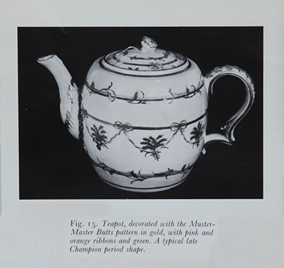 Teapot from the Butts Service exhibited in Plymouth 1970