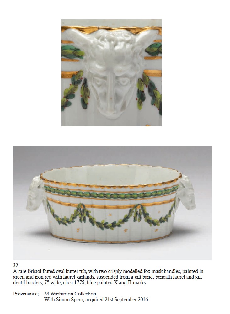A laurel swag butter tub from Albert Amor's Creed catalogue