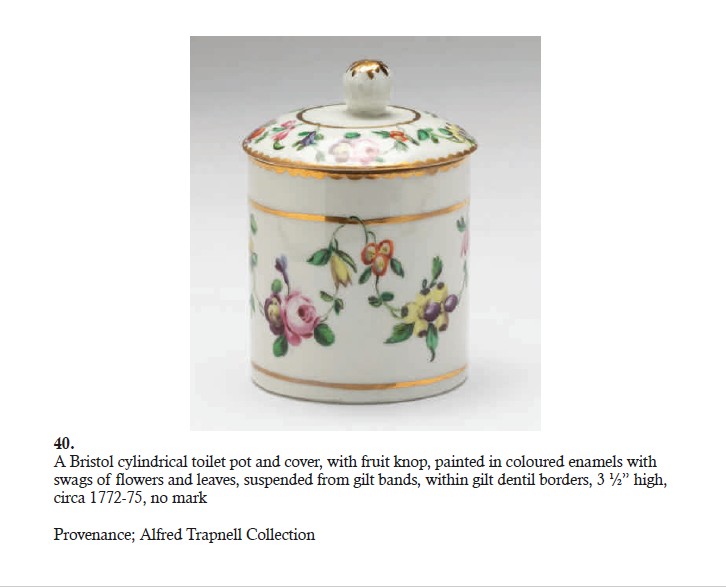A Bristol toilet pot and cover from the Creed Collection