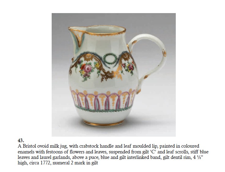 A very fine Bristol jug from Albert Amor's sale of the very large Creed collection