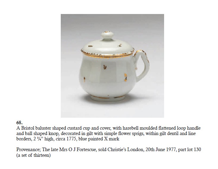 A gilt-flecked custard cup in the Creed collection, sold by Albert Amor in 2024
