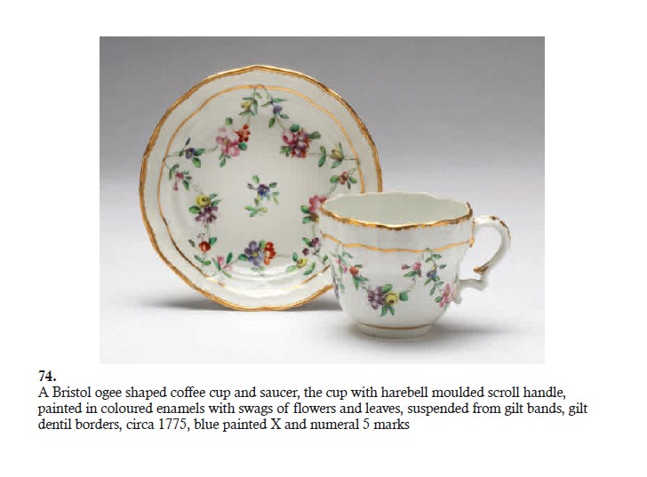 A coffee cup and saucer from the sale of the very large Creed collection at Albert Amor