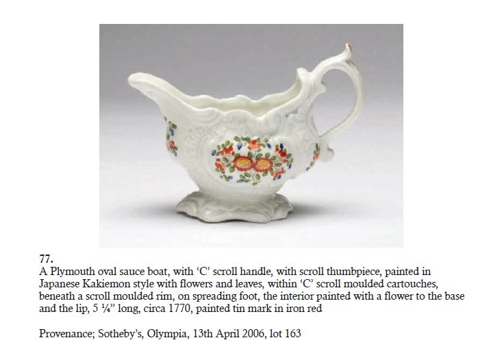 A Plymouth sauceboat among the Creed collection sold at Albert Amor