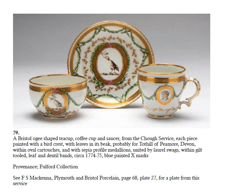Pieces from the 'chough' service in Albert Amor's catalogue for the 2024 sale of the Creed collection