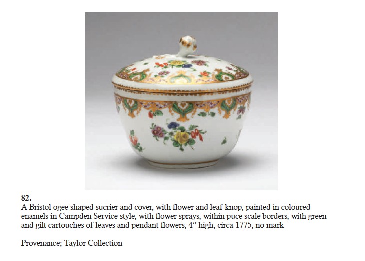 A sucrier with Ludlow service decoration, from Albert Amor's Creed catalogue