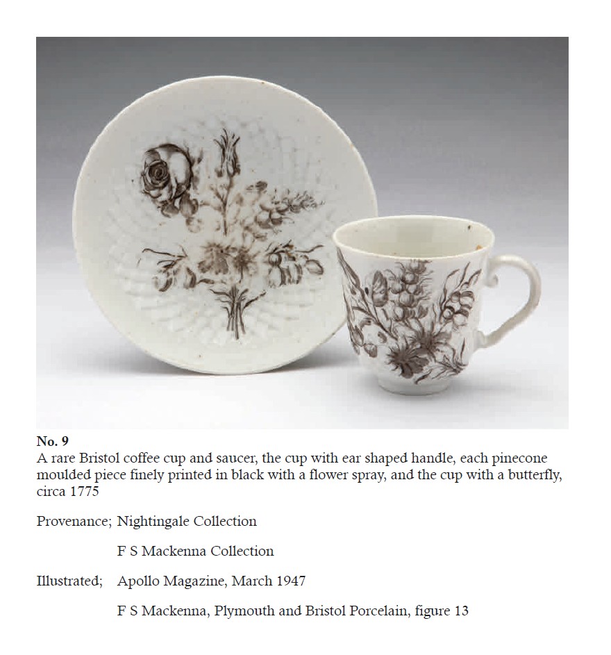 The printed coffee cup and saucer from the Creed collection sale at Albert Amor in 2023