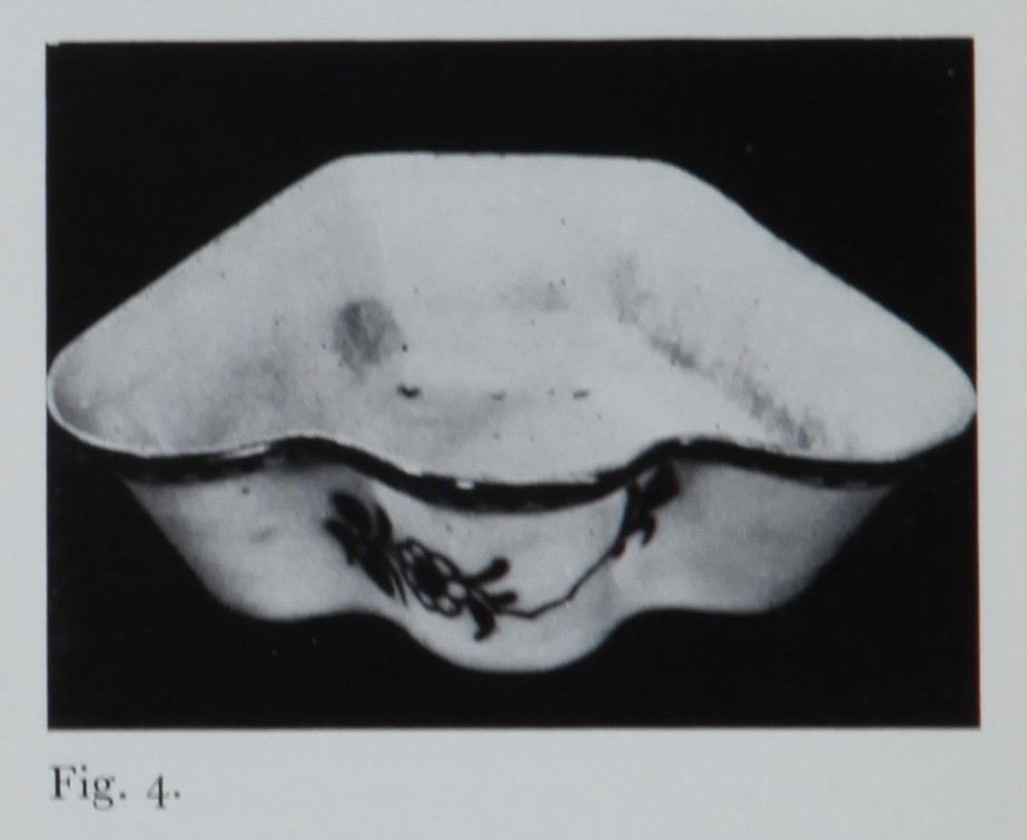 Fan-shaped hors d'oeuvre dish from William Cookworthy 1970 exhibition in Plymouth