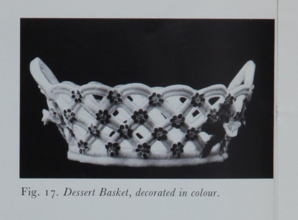 Dessert basket on display at the 1970 William Cookworthy exhibition in Plymouth