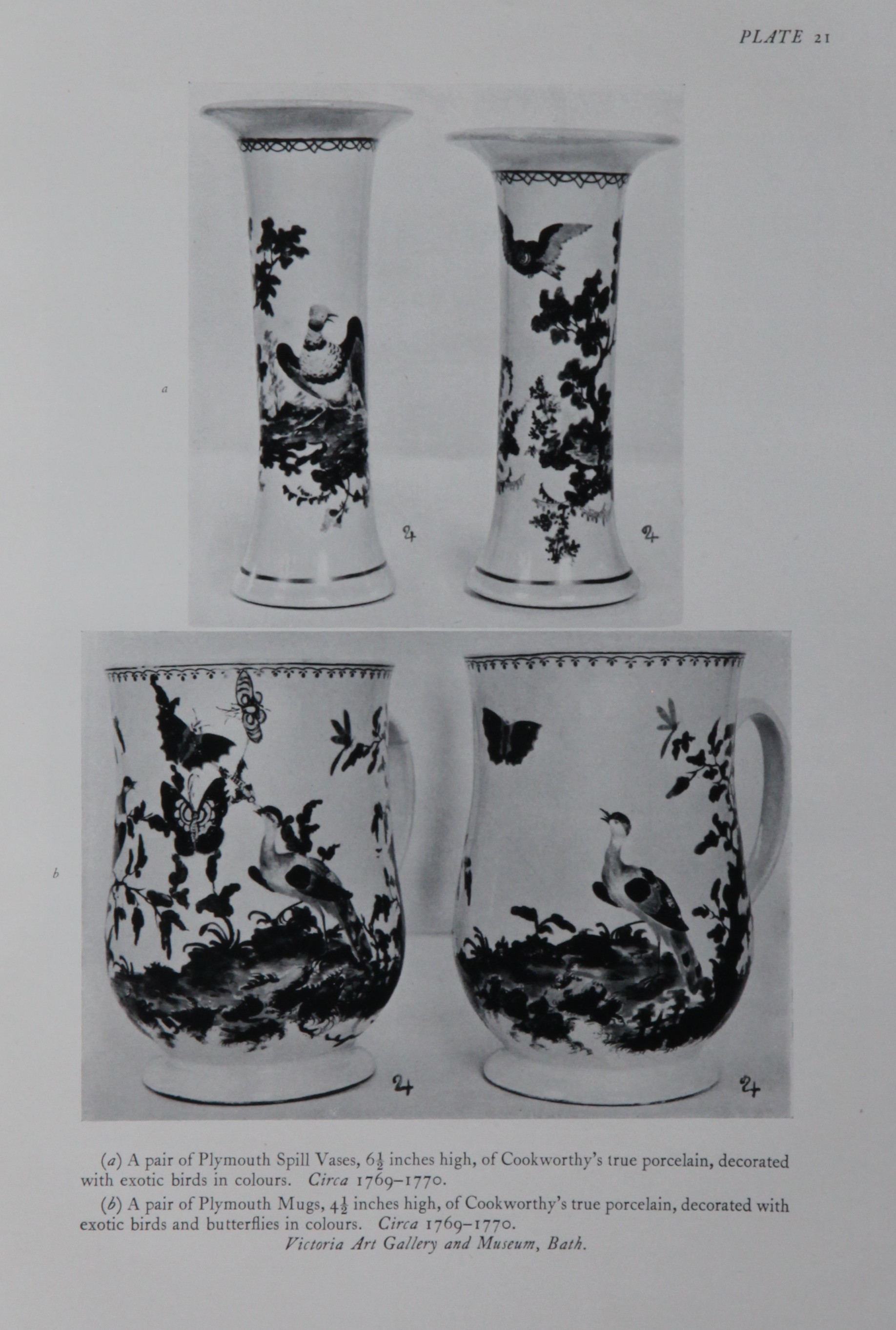 Mugs and vases decorated by Mons. Soqui, from Frank Hurlbutt's Bristol Porcelain