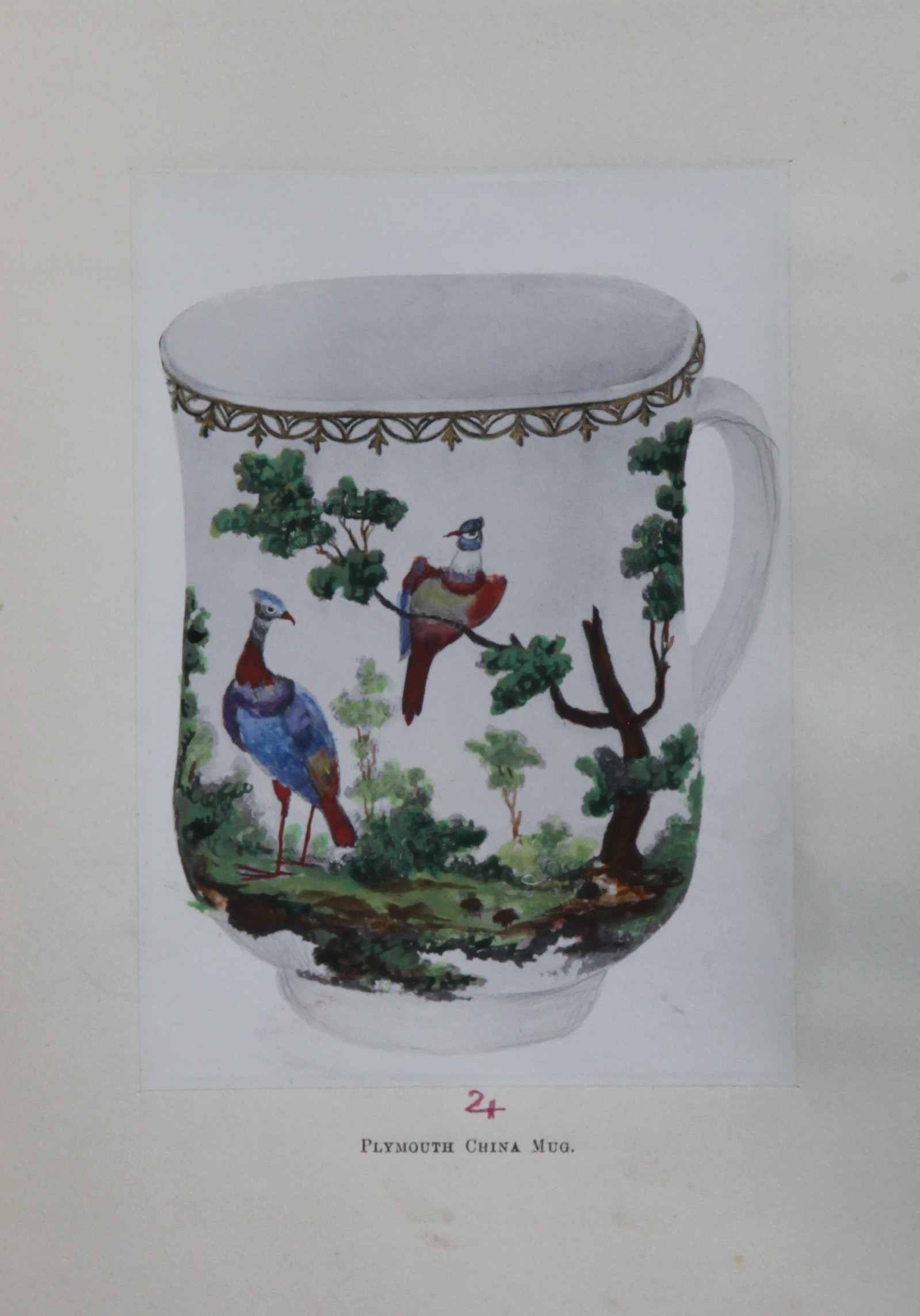 A Plymouth mug with exotic birds, from Priscilla Fry's Illustrations
