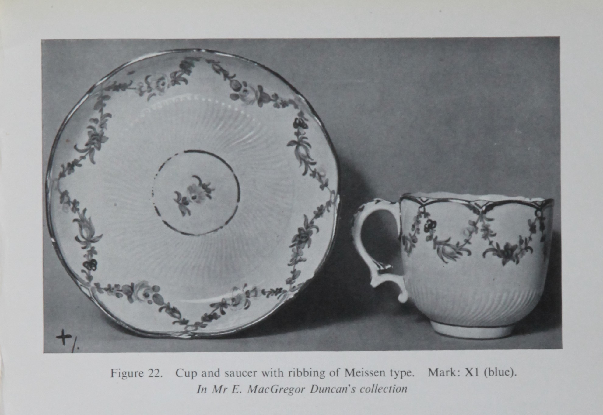 A Bristol cup and saucer with heavy gilt rim from Mackenna's Champion's Bristol Porcelain