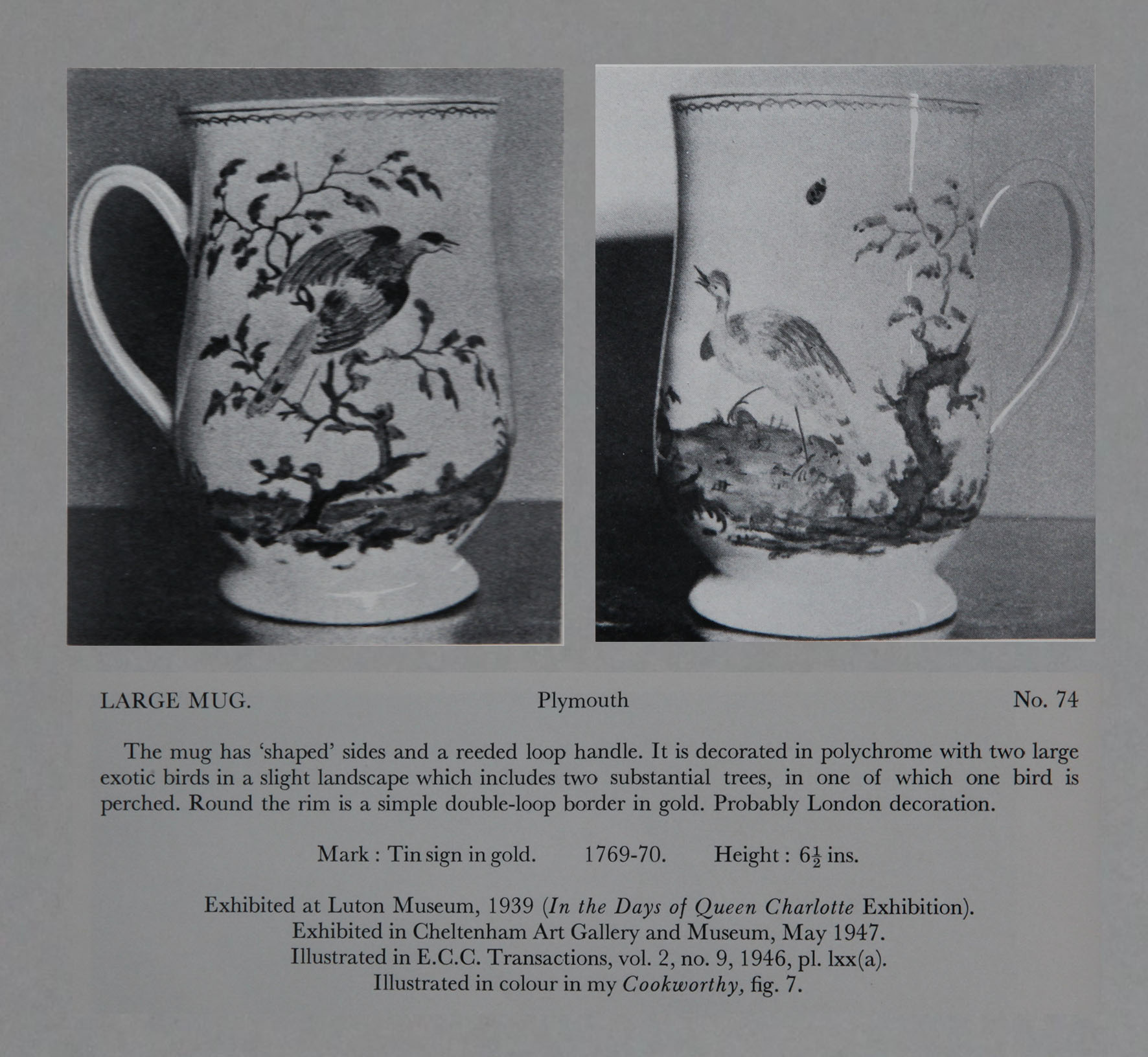 A Plymouth mug decorated by Mons. Soqui from F. Severne Mackenna's collection