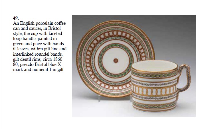 Samson-produced replica of Bristol cabinet cup and saucer from the Vanessa Stevenson sale