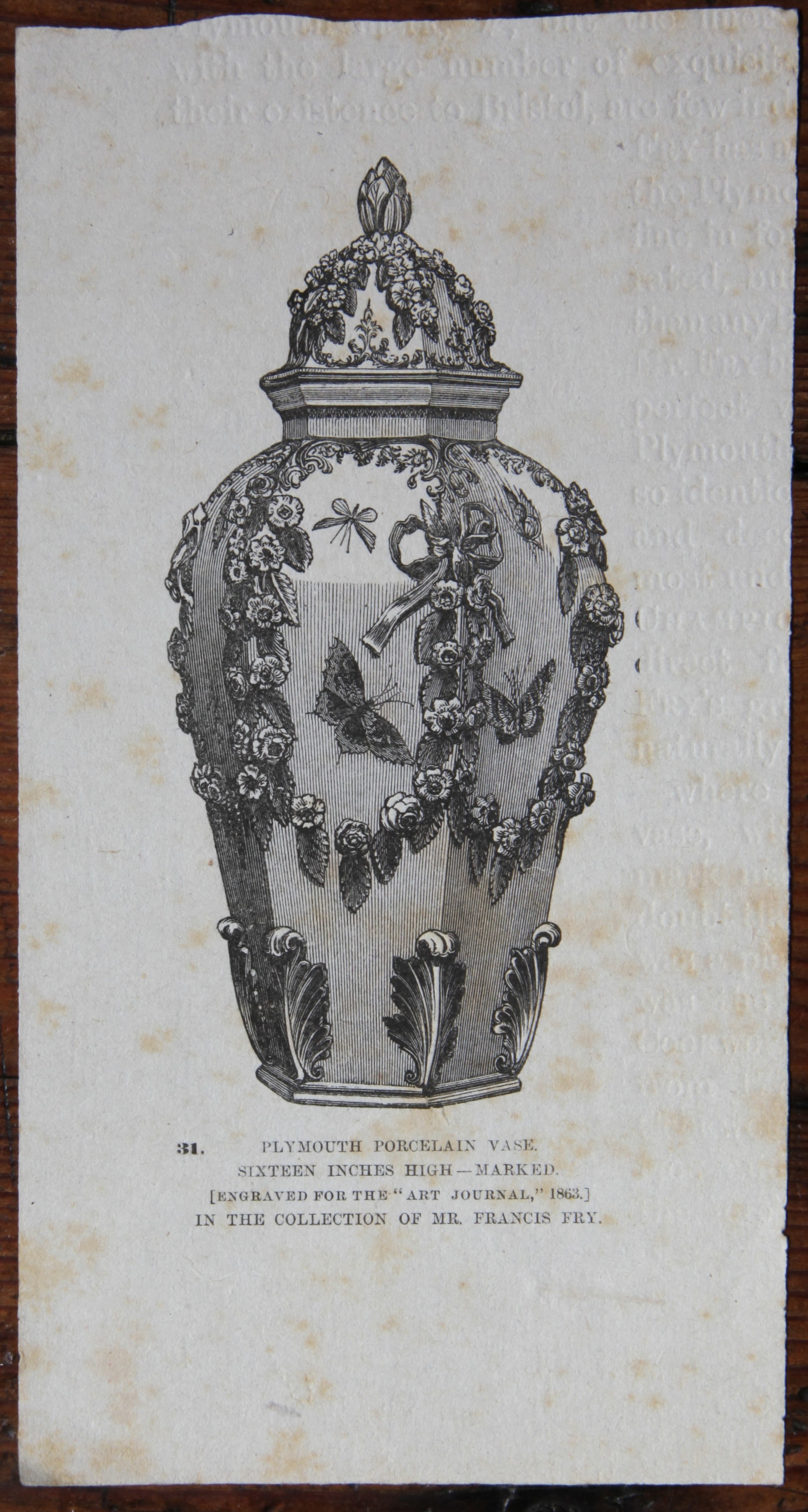 One of the vases illustrated in a cutting from Owen when in the collection of Francis Fry in 1873