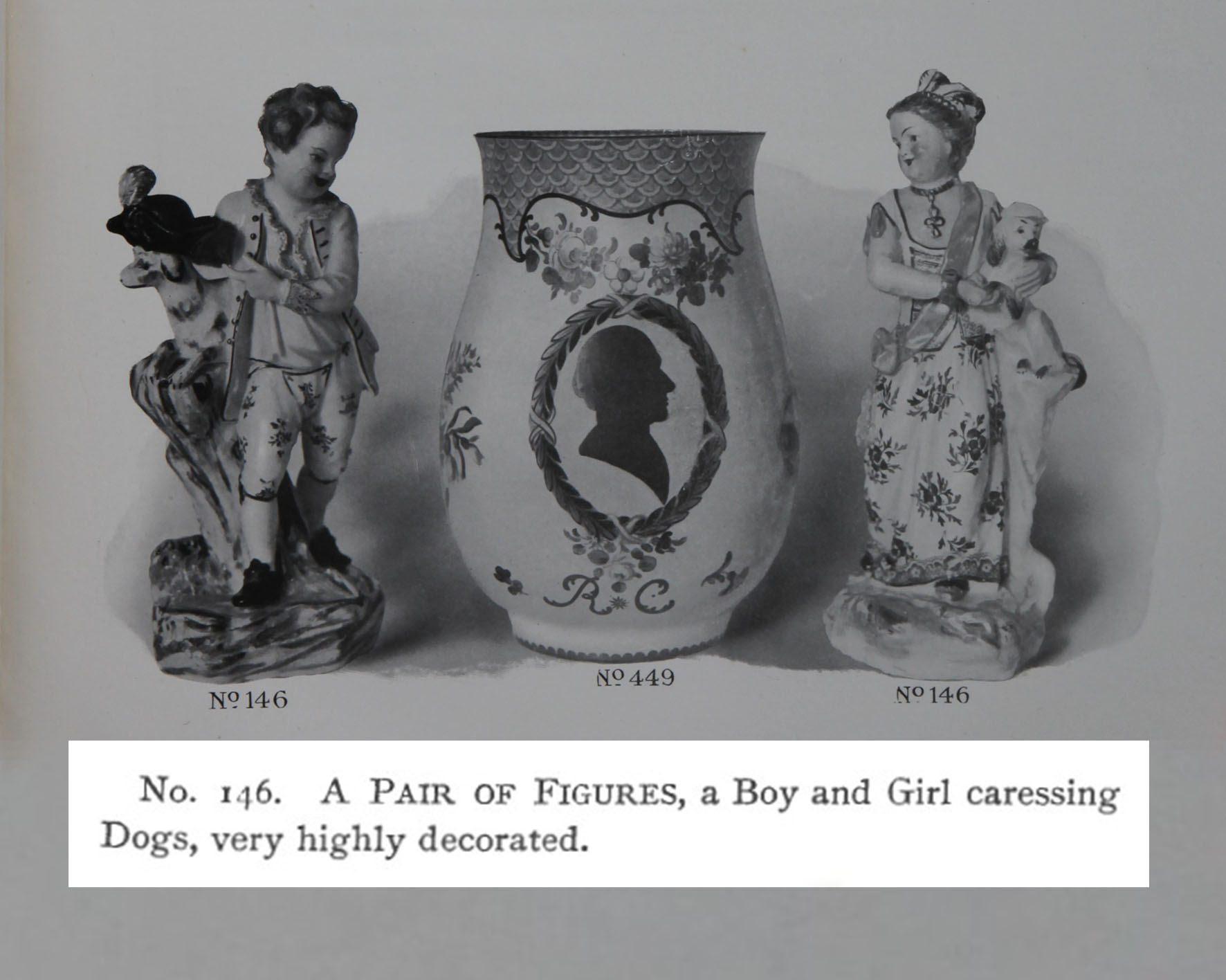 The figure of a girl holding a spaniel, part of a pair, from the Trapnell collection