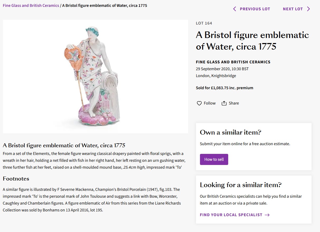 Water, from the Elements, at Bonhams,  September 2020