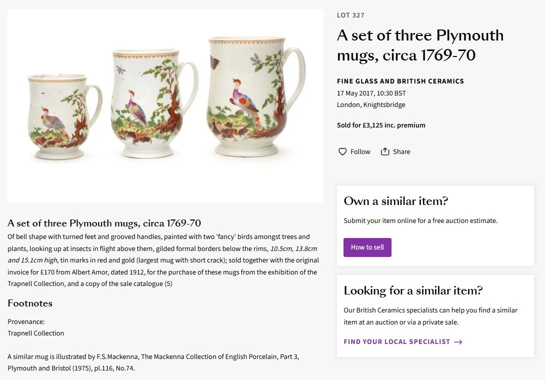 Three more mugs at Bonhams, May 2017