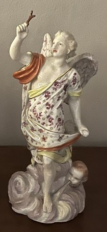 A rare Bristol figure, emblematic of Air, from the series of The Elements, decorated in coloured enamels, circa 1775
