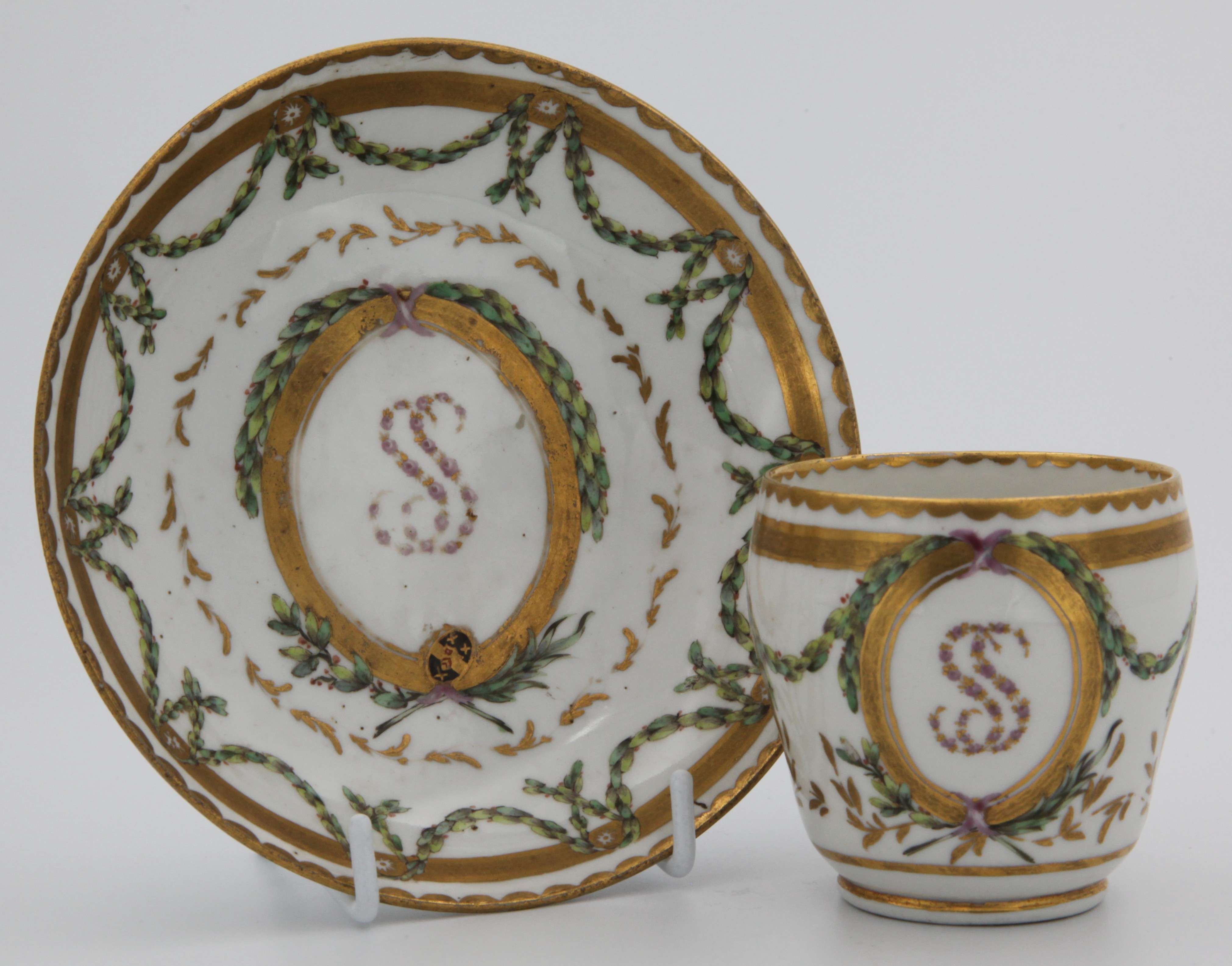 A Bristol coffee cup and saucer from the Smith service.