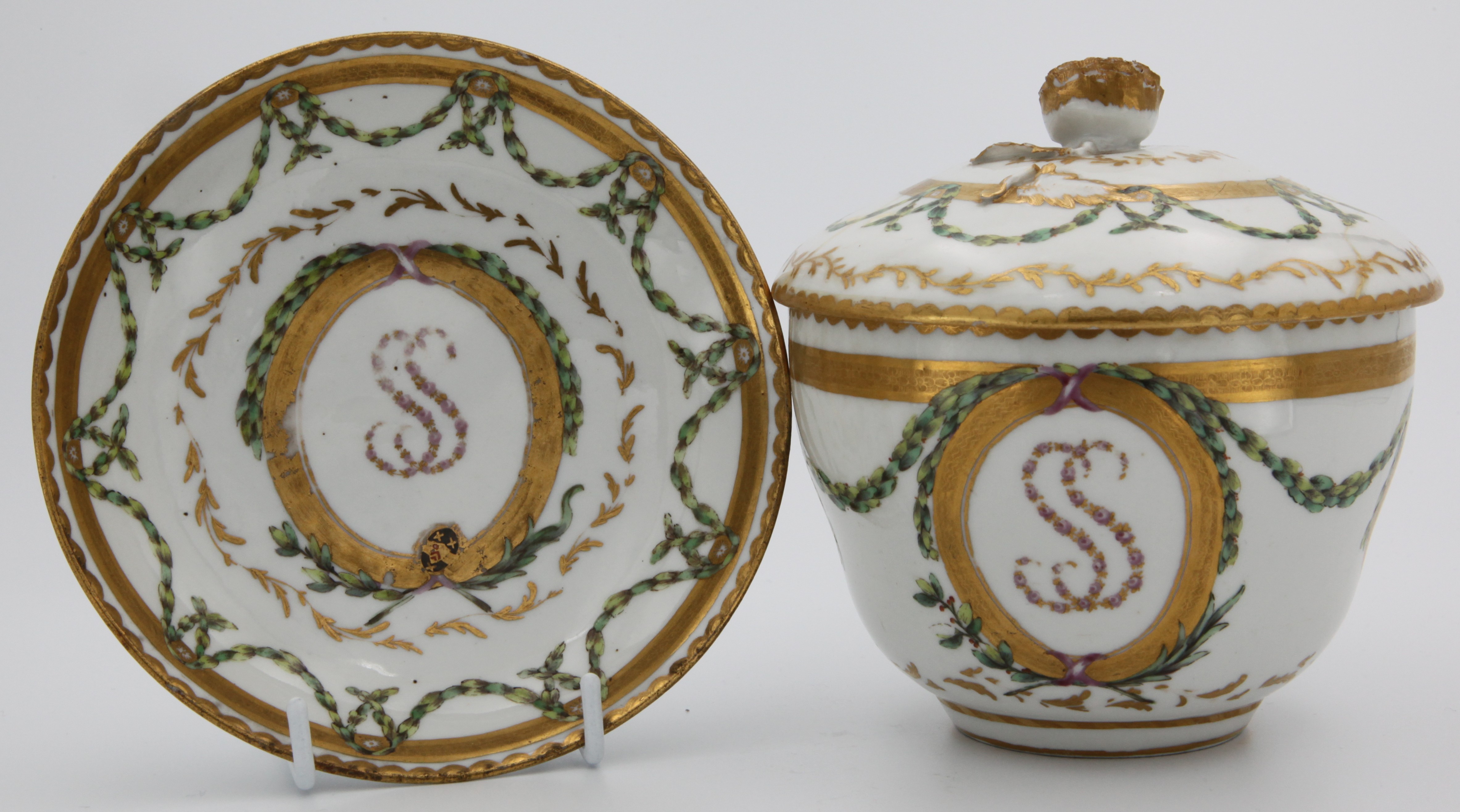 A Bristol sucrier and stand from the Smith service.